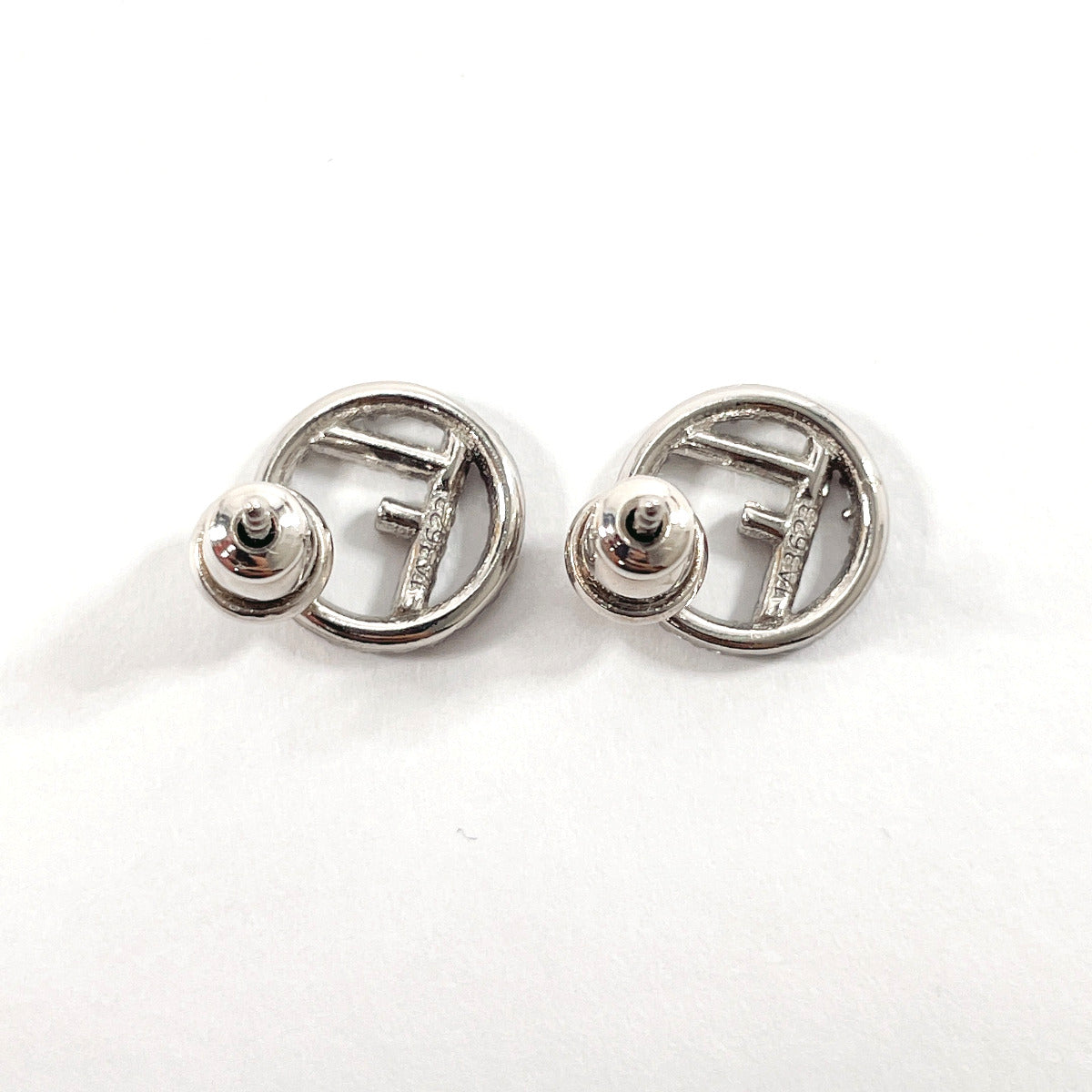 FENDI Pierce 8AG738 Metal, Rhinestone Silver F is Fendi Pierce