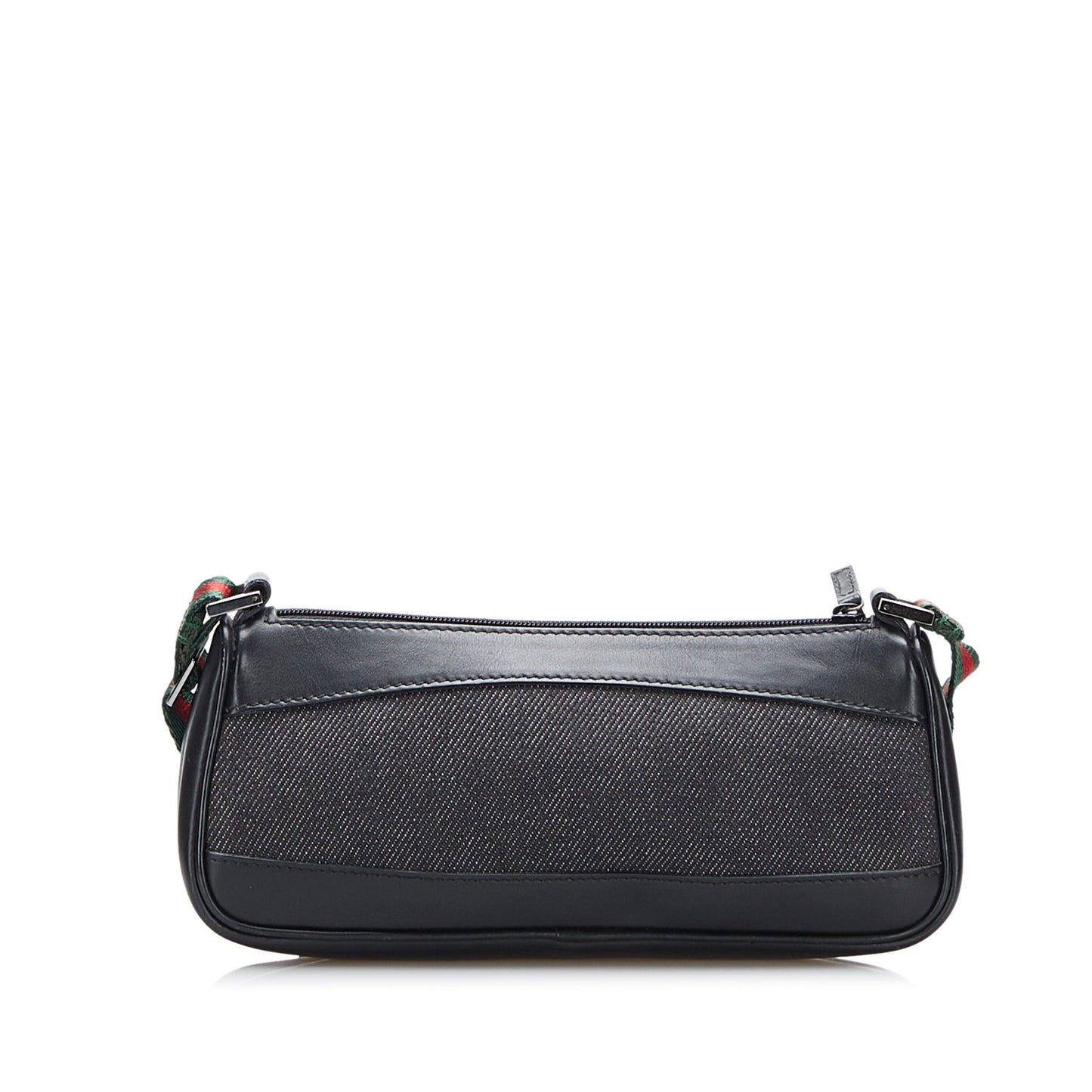 Gucci Web Black Leather Canvas Handbag