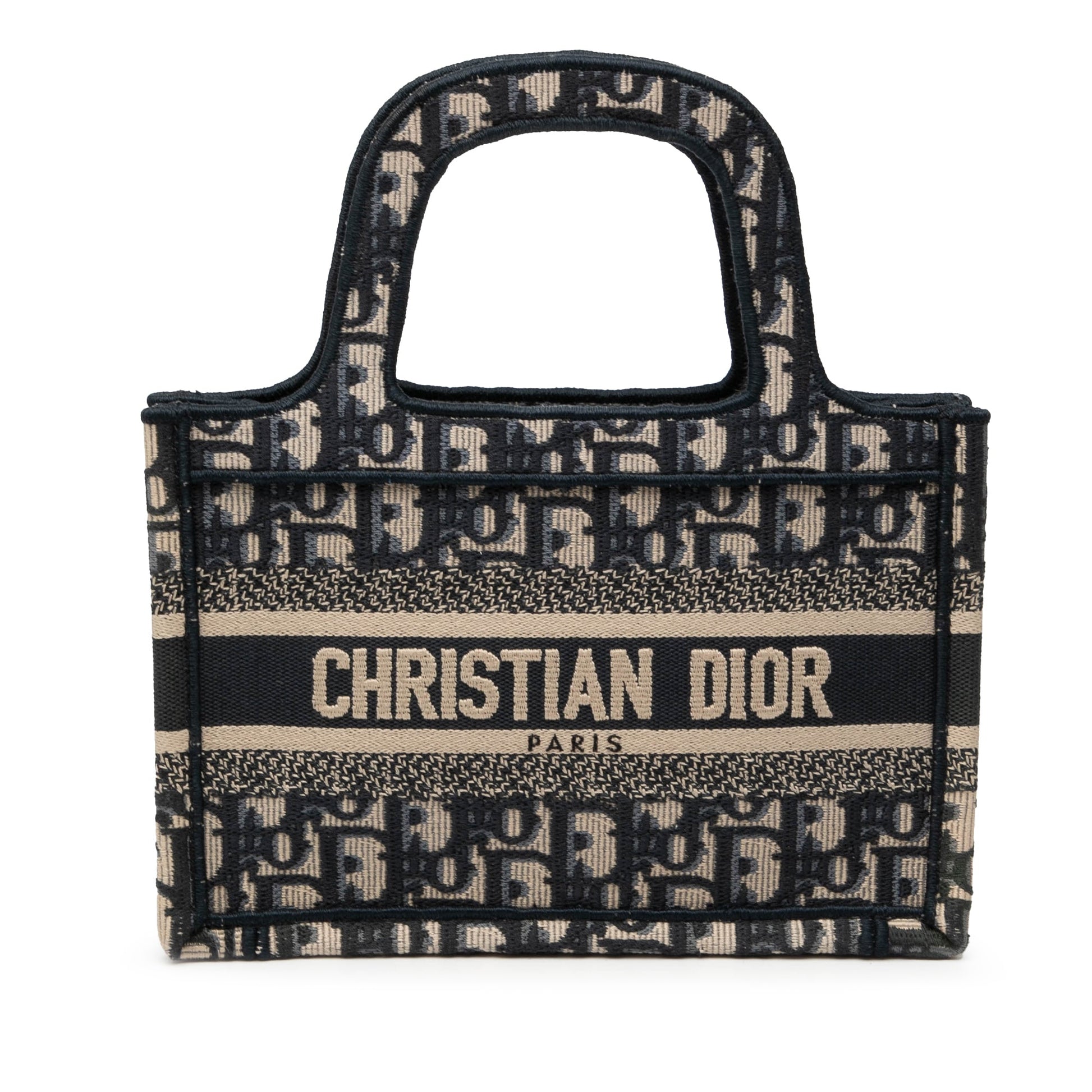 Blue Dior Mini Oblique Canvas Book Tote Handbag
