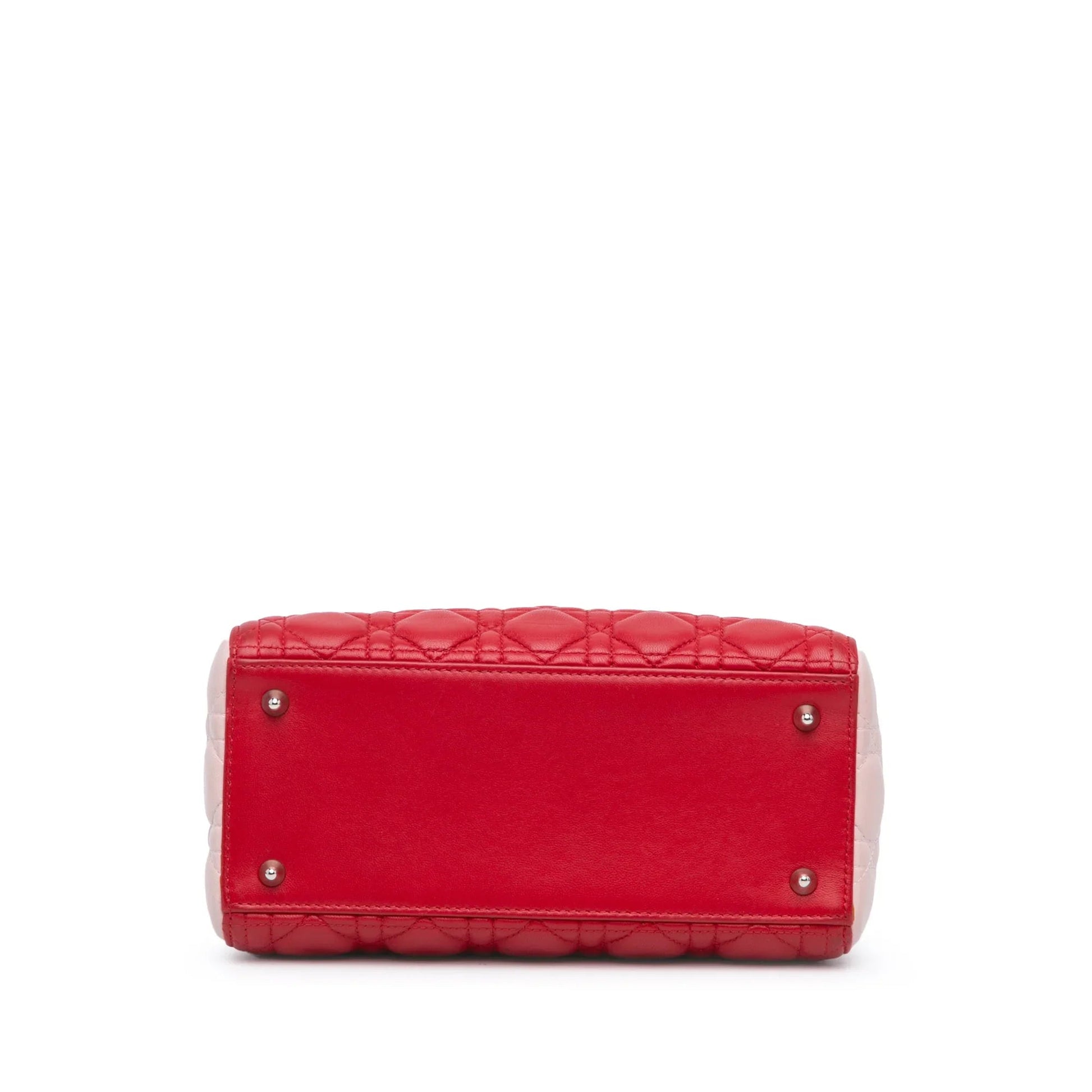 Red Dior Medium Tricolor Lambskin Cannage Lady Dior Satchel
