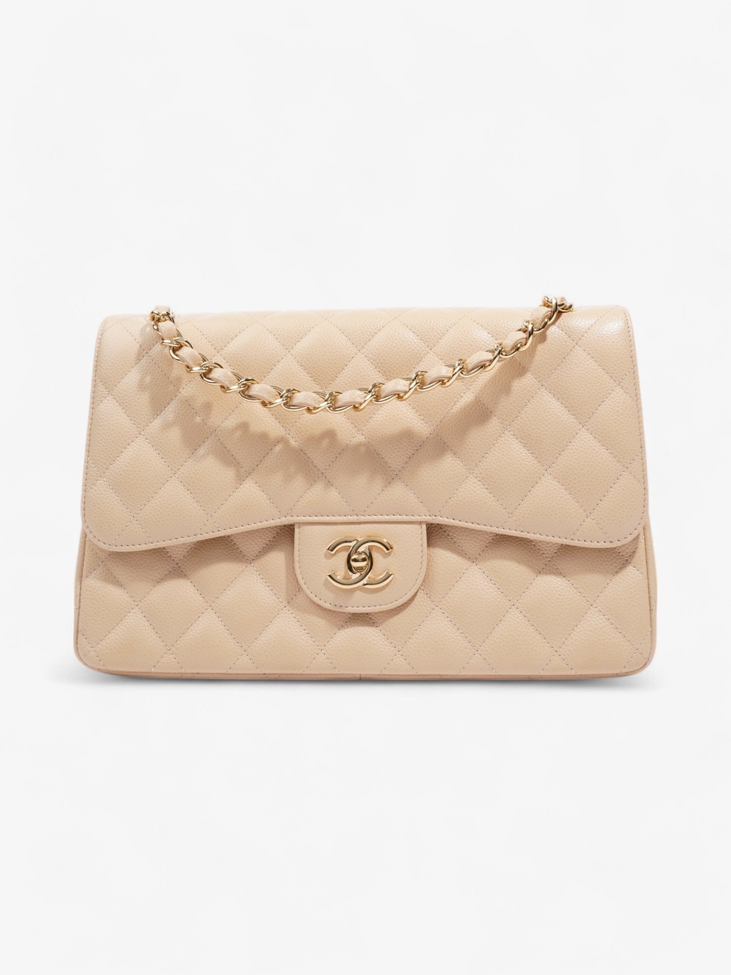 Chanel Classic Double Flap Nude Caviar Leather Jumbo