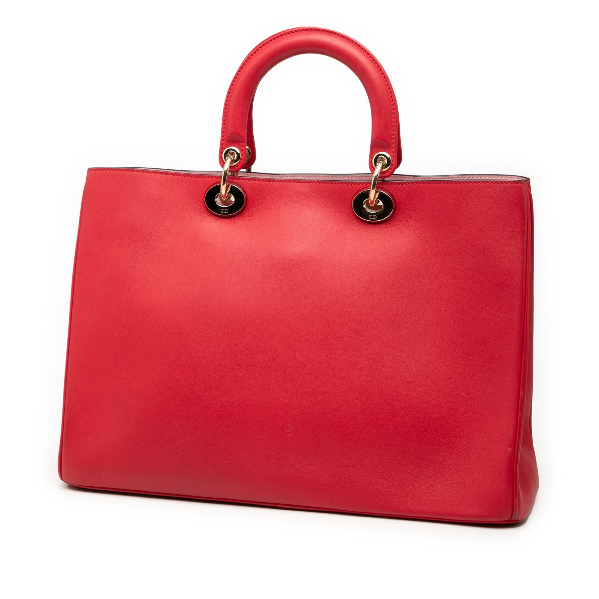 Red Dior Large Smooth Calfskin Diorissimo Satchel