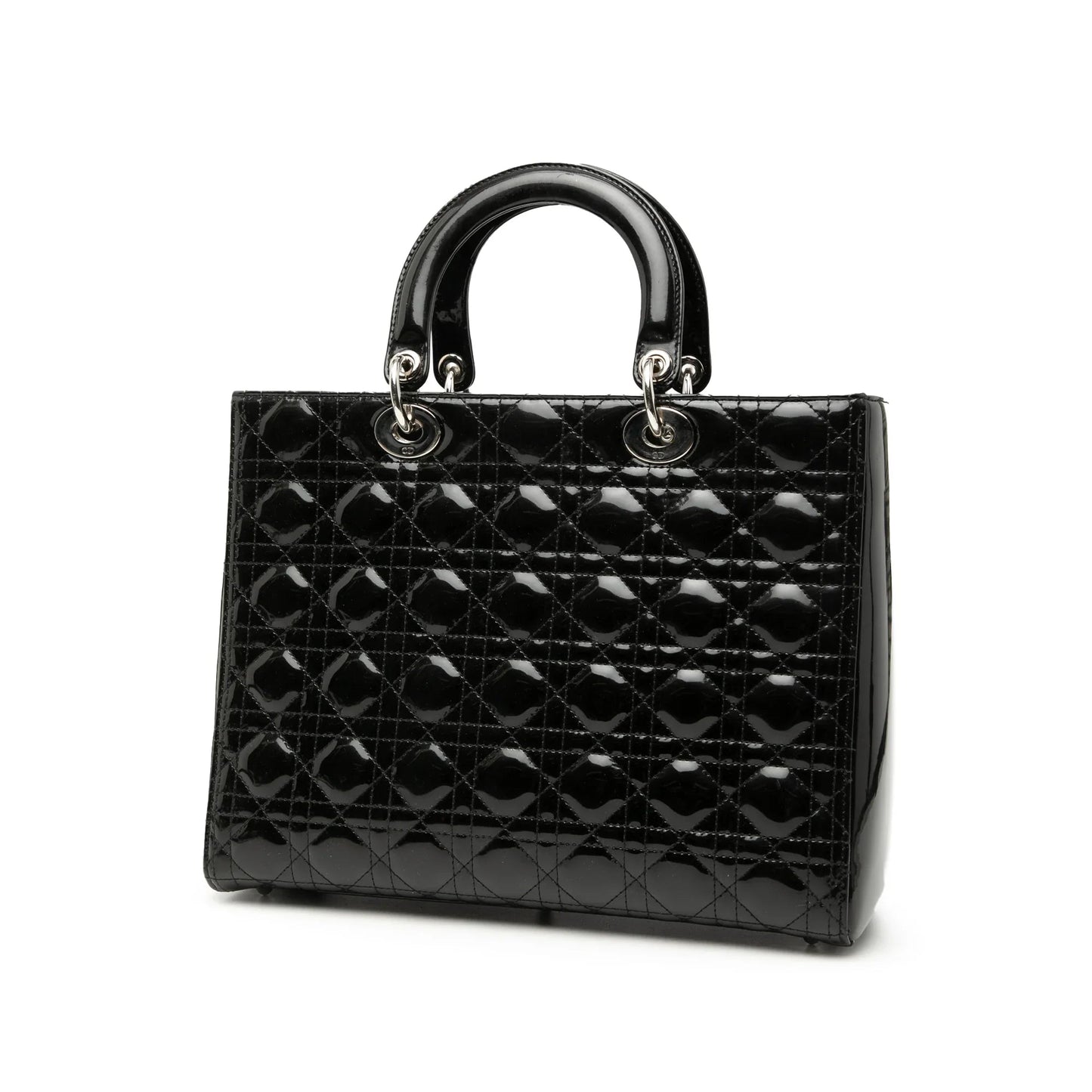 Black Dior Large Patent Cannage Lady Dior Satchel