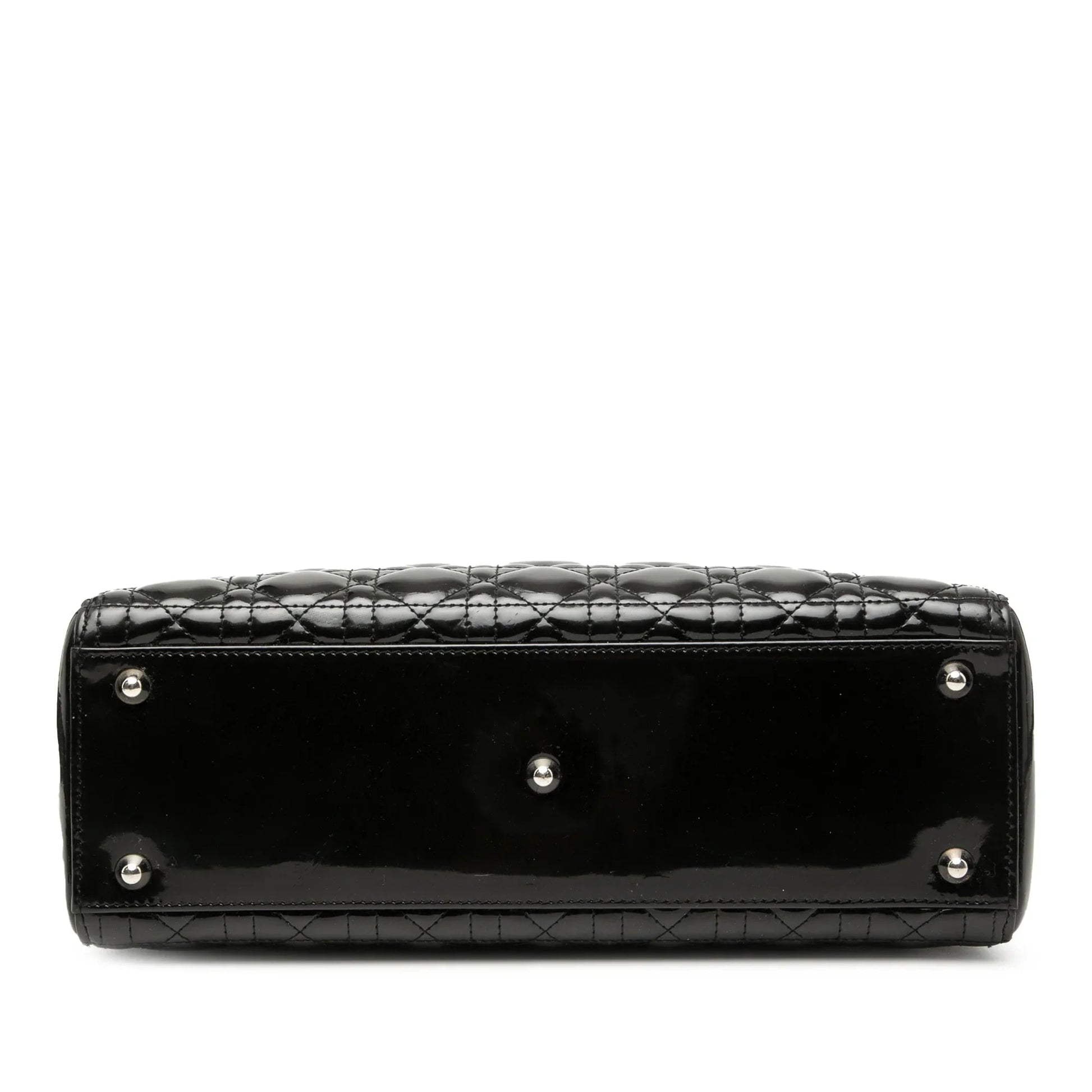Black Dior Large Patent Cannage Lady Dior Satchel