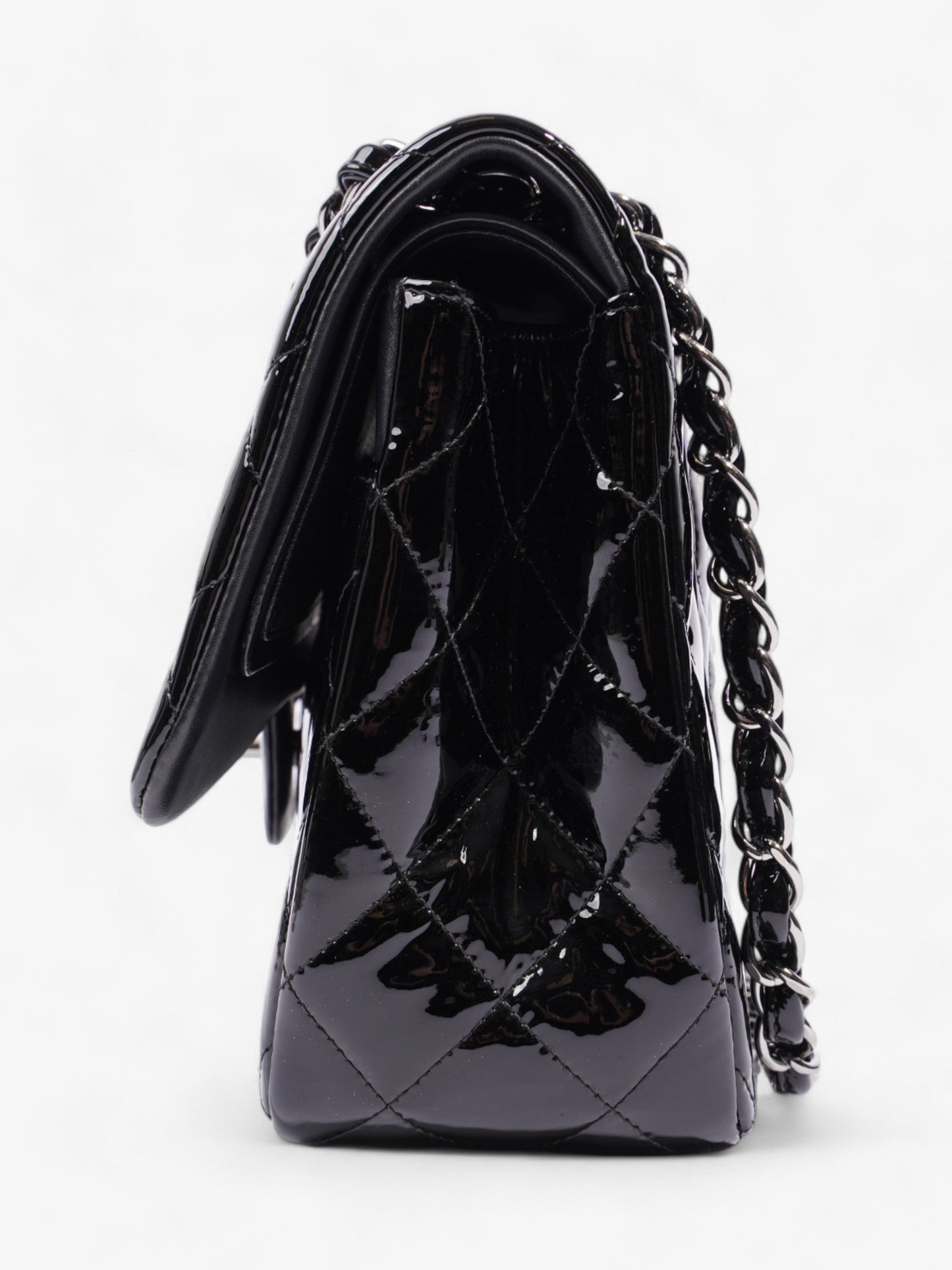 Chanel Classic Double Flap Black Patent Leather Jumbo