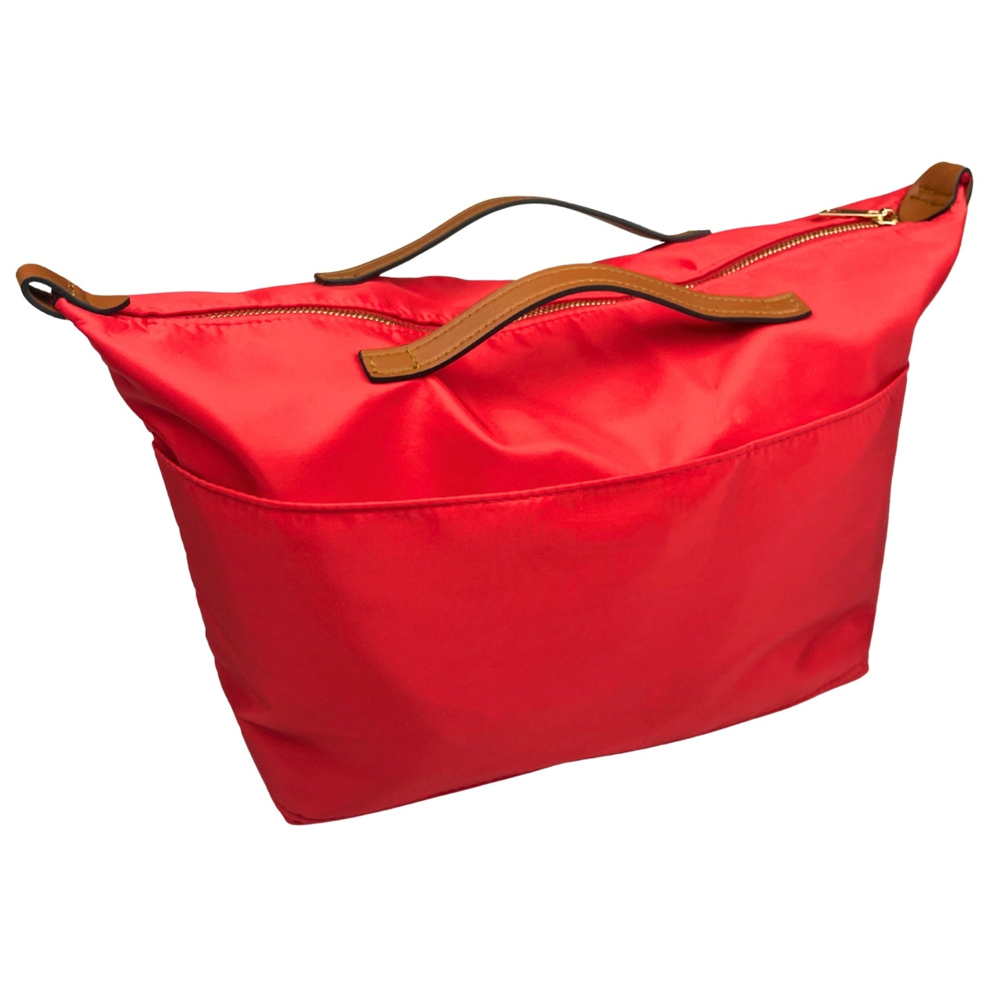 [Prada Double Bag Large] Waterproof Nylon Bag Organizer - Customized Purse Insert, Tote Liner Protector, Handbag Organiser (Type V, with Handle and Zip Cover)