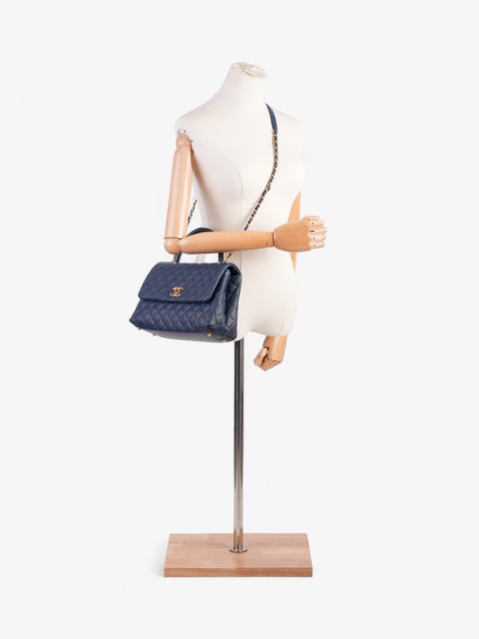 Chanel Coco Handle Flap Blue Caviar Leather Small