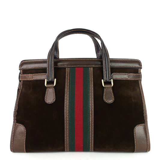 Gucci Suede Web Stripe Tote Bag