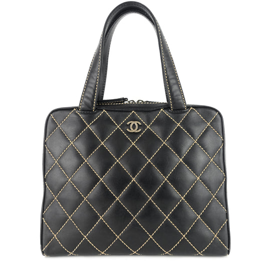 Chanel Surpique Top Handles Calfskin Leather Bowler Bag