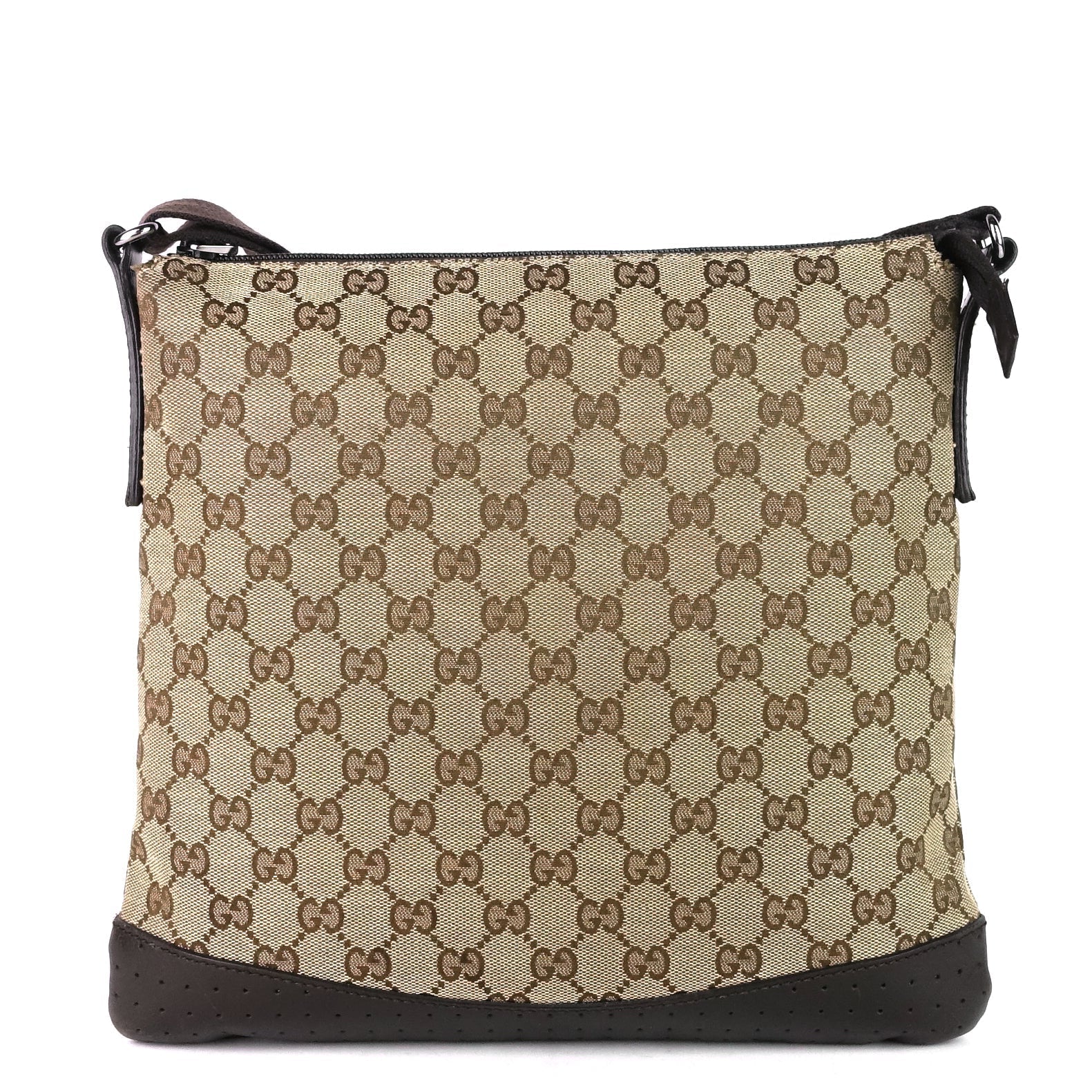 Gucci Monogram Canvas Perforated Messenger Bag