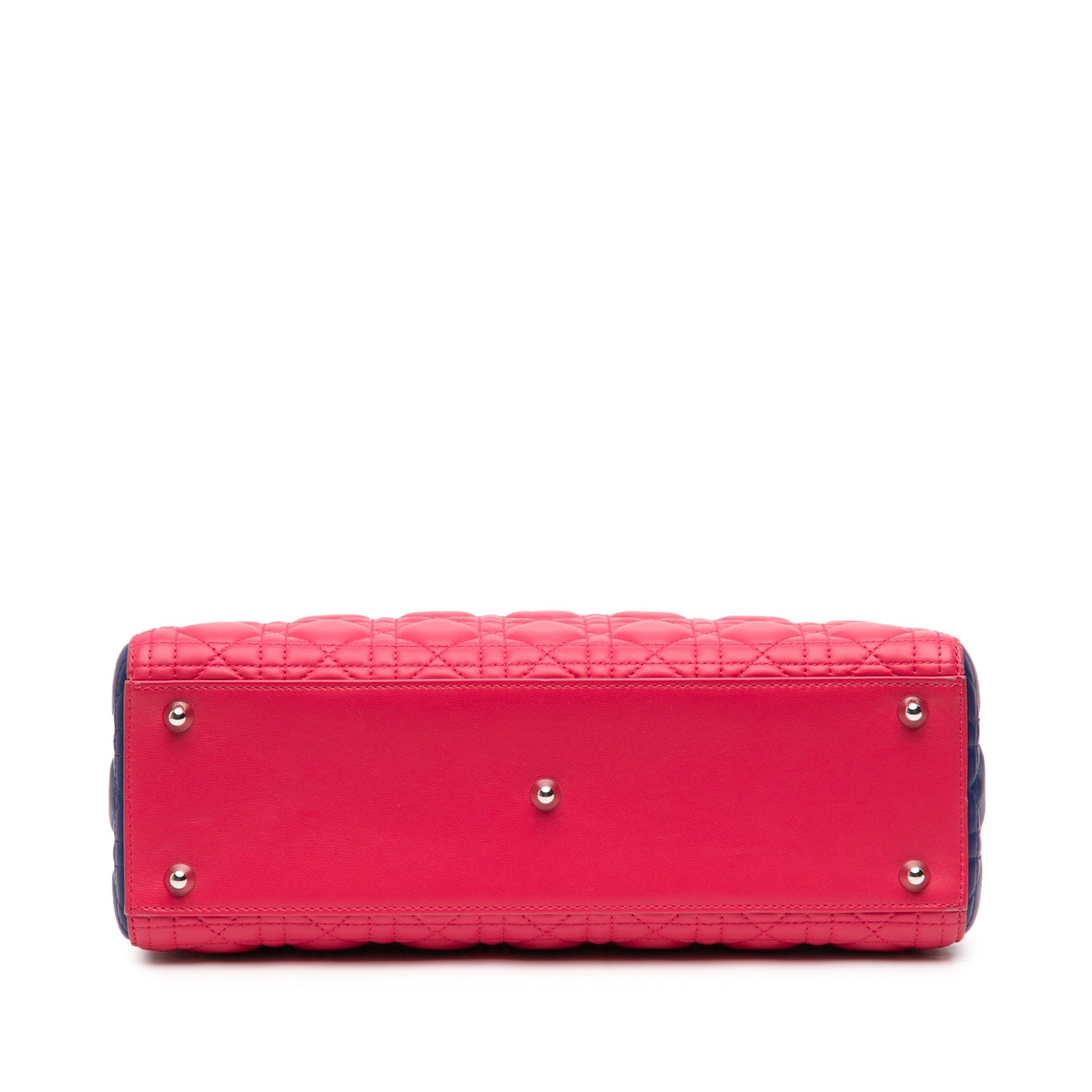 Pink Dior Large Tricolor Lambskin Cannage Lady Dior Satchel