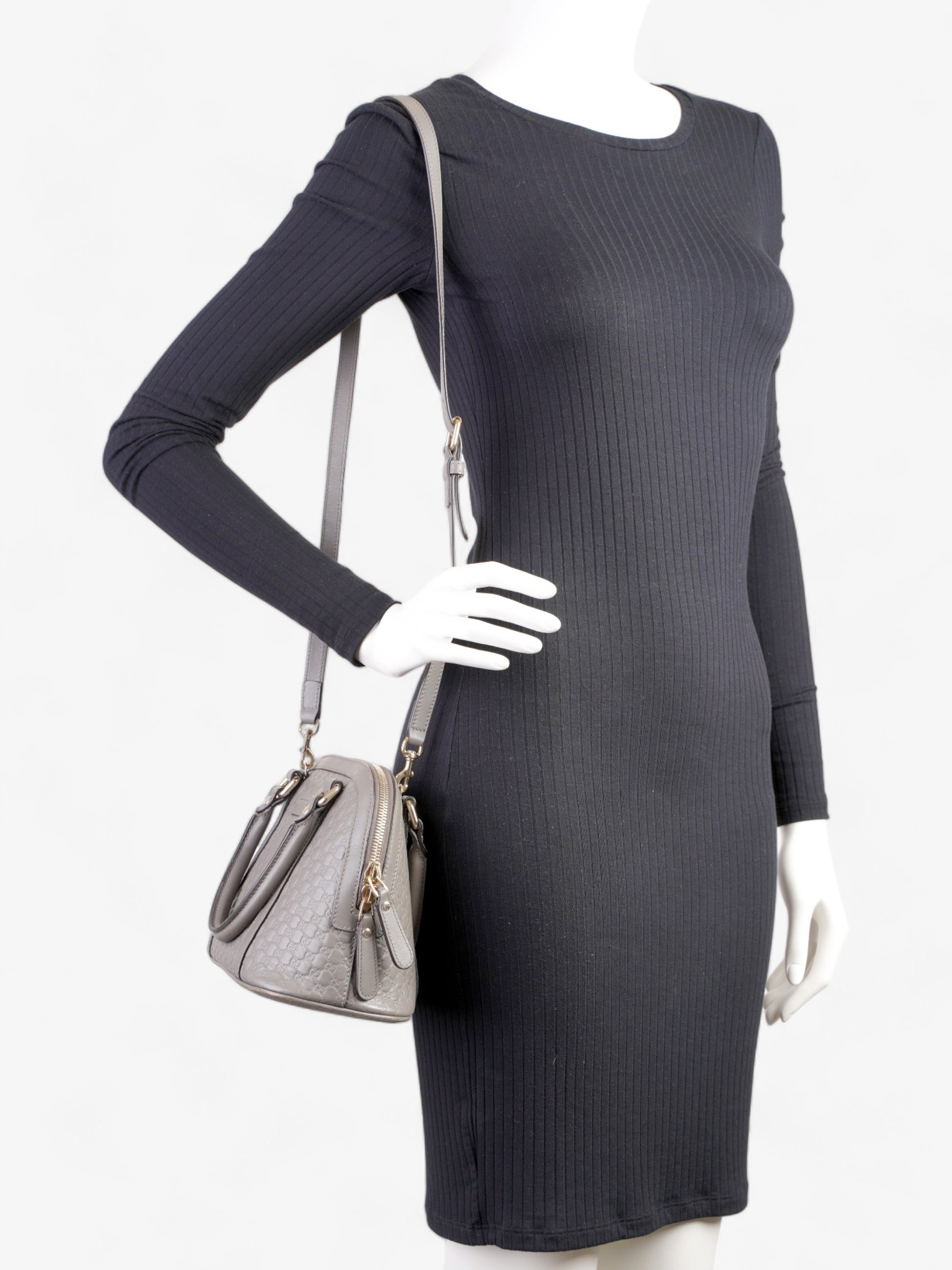 Mini Microguccissima Dome Bag Grey Leather