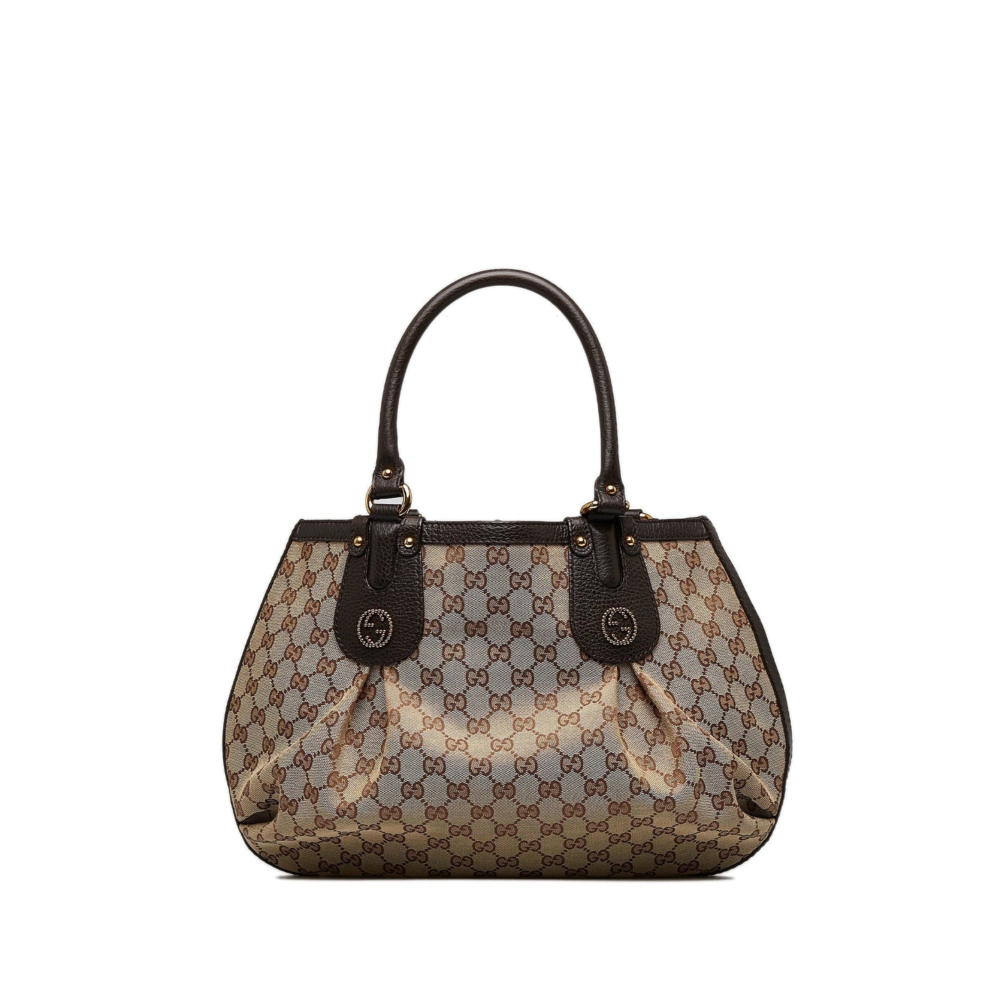 Gucci Brown Leather Canvas Tote Style 33