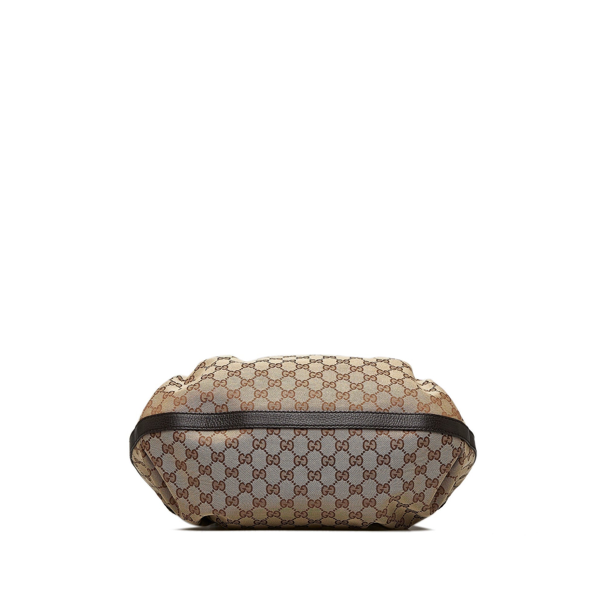 Gucci Brown Leather Canvas Tote Style 33