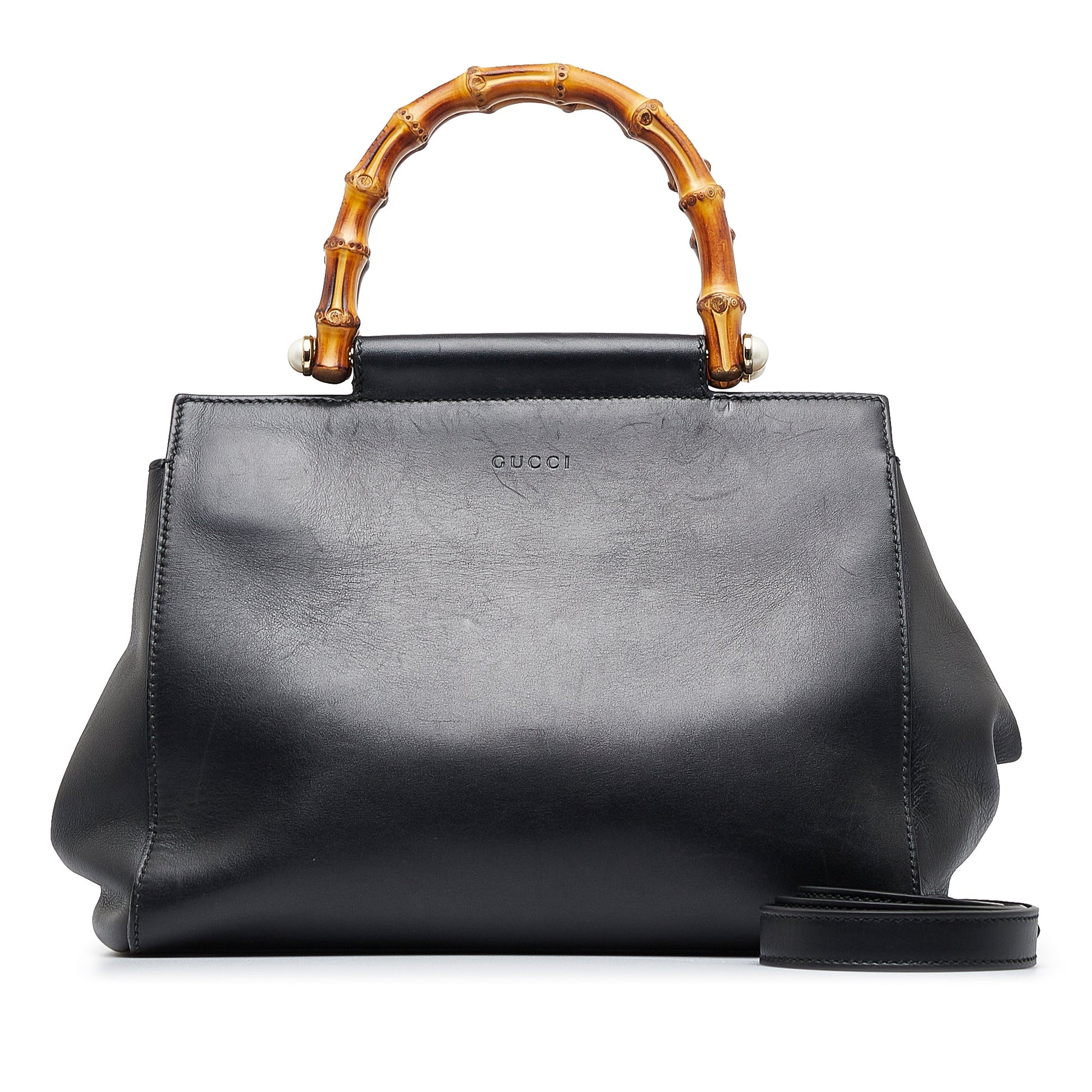 Gucci Bamboo Black Leather Shoulder Bag Style 1