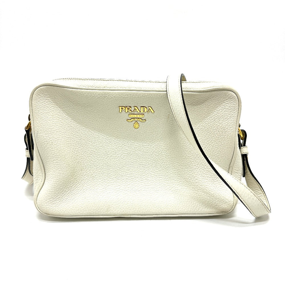 PRADA Shoulder Bag leather white logo