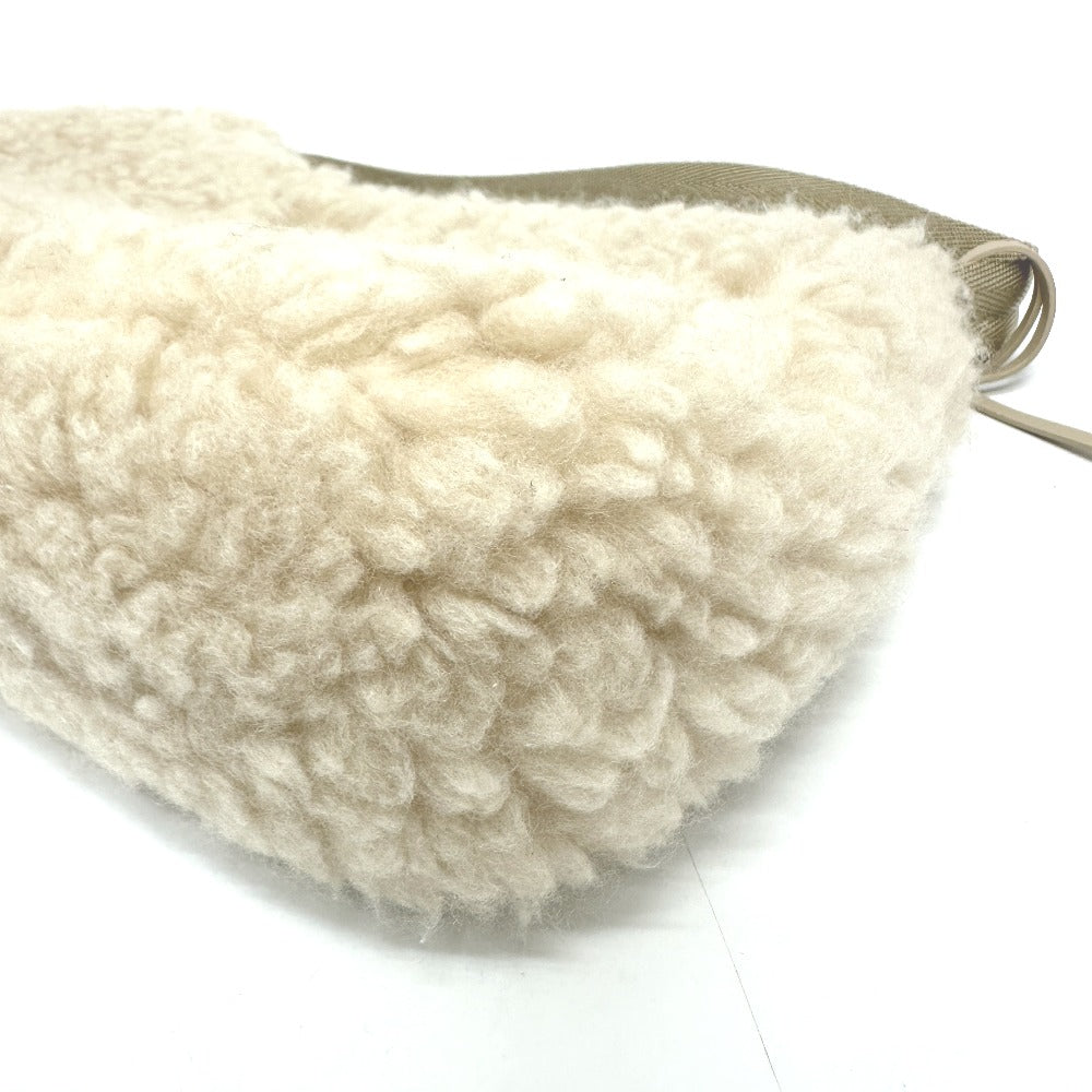 PRADA Handbag 1NE515 Sheep fur beige Triangle logo