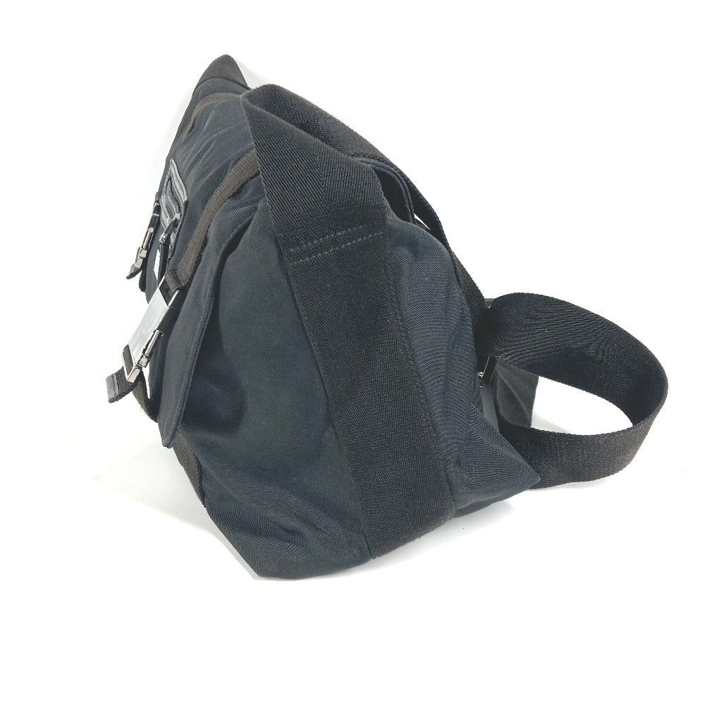 GUCCI Shoulder Bag 122374 Leather / nylon black Messenger bag logo flap unisex(Unisex)