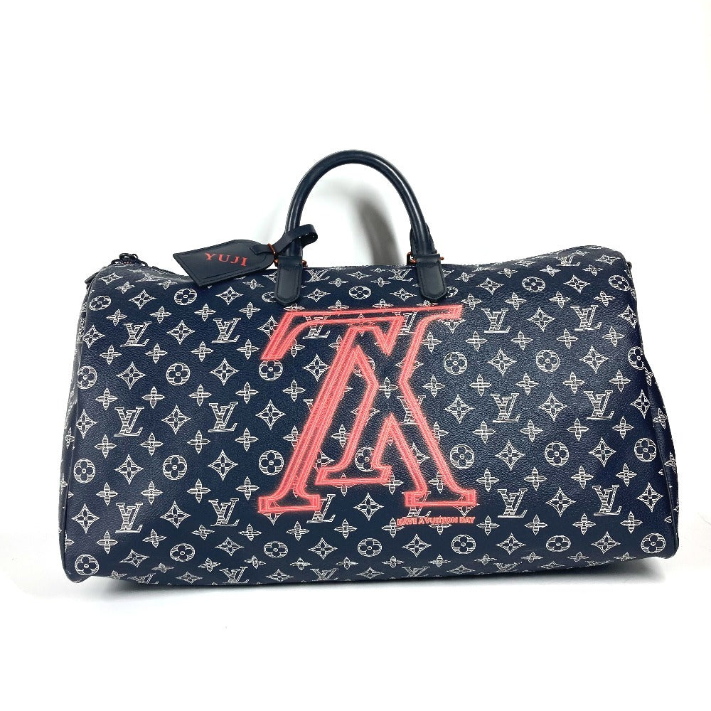 LOUIS VUITTON Boston Duffel bag Monogram canvas Navy Monogram ink upside down Keepall bandouliere50