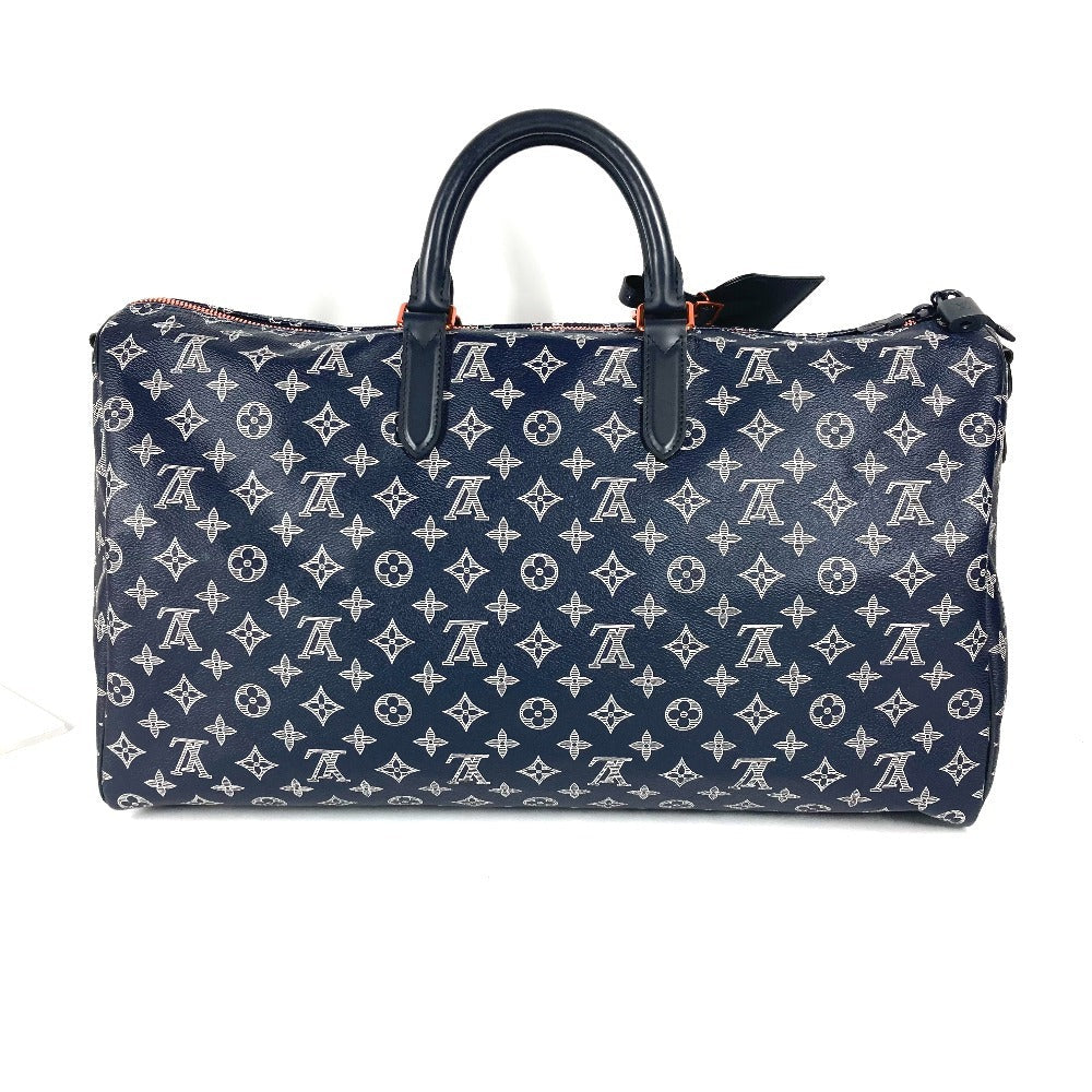LOUIS VUITTON Boston Duffel bag Monogram canvas Navy Monogram ink upside down Keepall bandouliere50