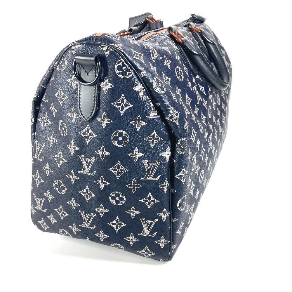 LOUIS VUITTON Boston Duffel bag Monogram canvas Navy Monogram ink upside down Keepall bandouliere50