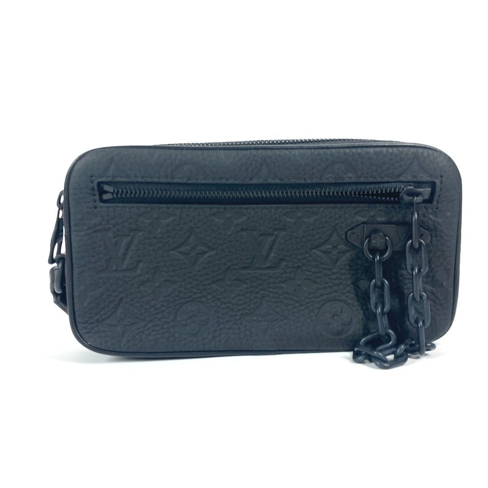 LOUIS VUITTON Clutch bag Taurillon Clemence leather, *Box is torn black Monogram Taurillon Clemence Chain Pochette Verga