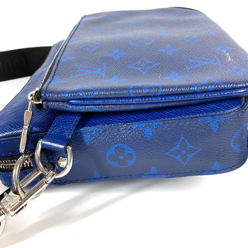 LOUIS VUITTON Shoulder Bag Taiga Leather, Monogram Canvas blue Taigalama Trio Messenger