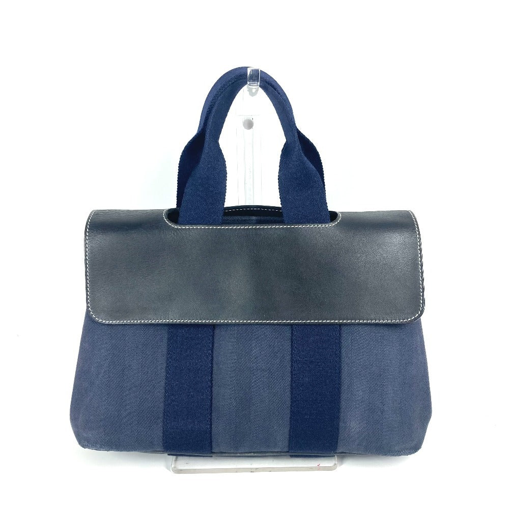 HERMES Handbag Leather / canvas Navy Valparaiso PM Valparaiso