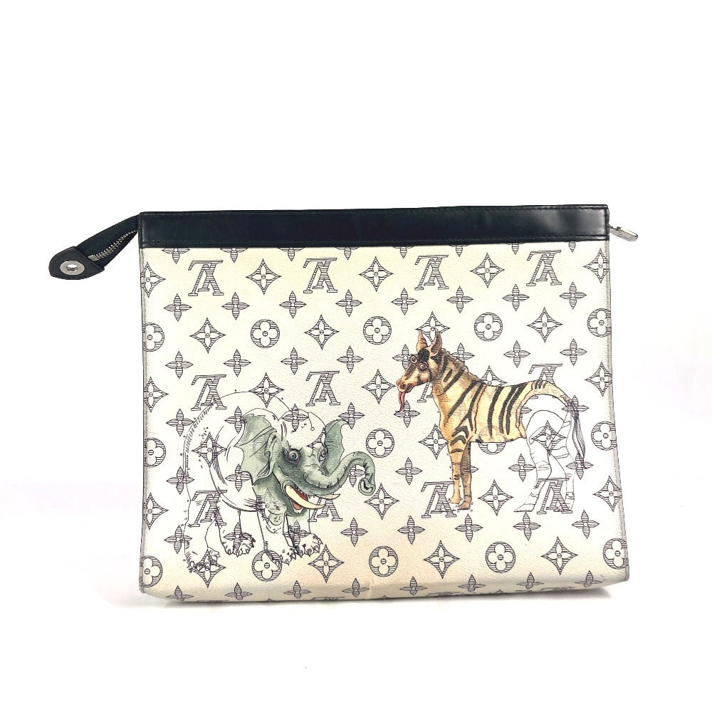 Designer Women's Crossbody Bag | LOUIS VUITTON Clutch bag leather Navy Monogram Savannah Chapman Brothers Pochette Voyage GM