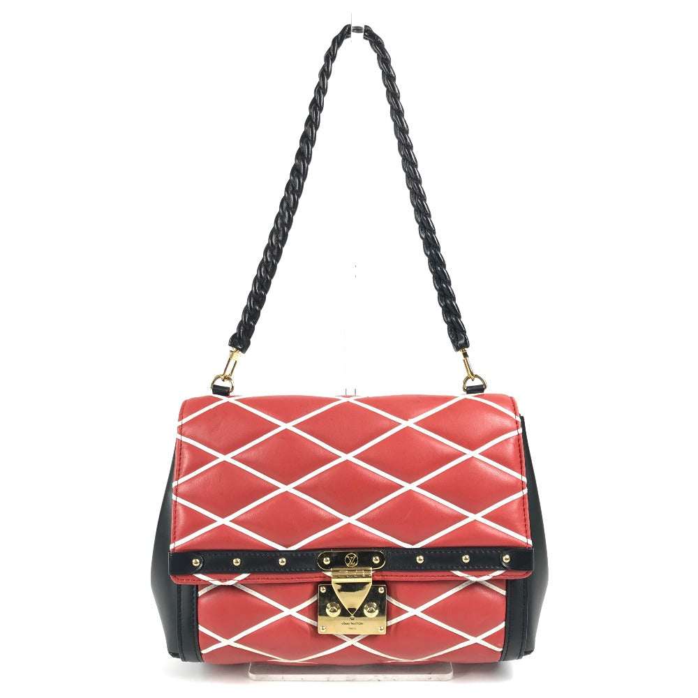LOUIS VUITTON Shoulder Bag leather Red Maltage Line Pochette Flap