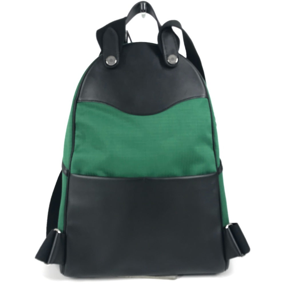 HERMES Backpack Canvas / leather green H logo Hermes Slicked Back