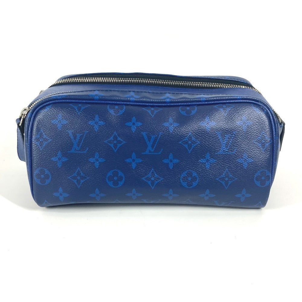 LOUIS VUITTON business bag Monogram canvas, Taiga leather blue Taigalama Dop kit