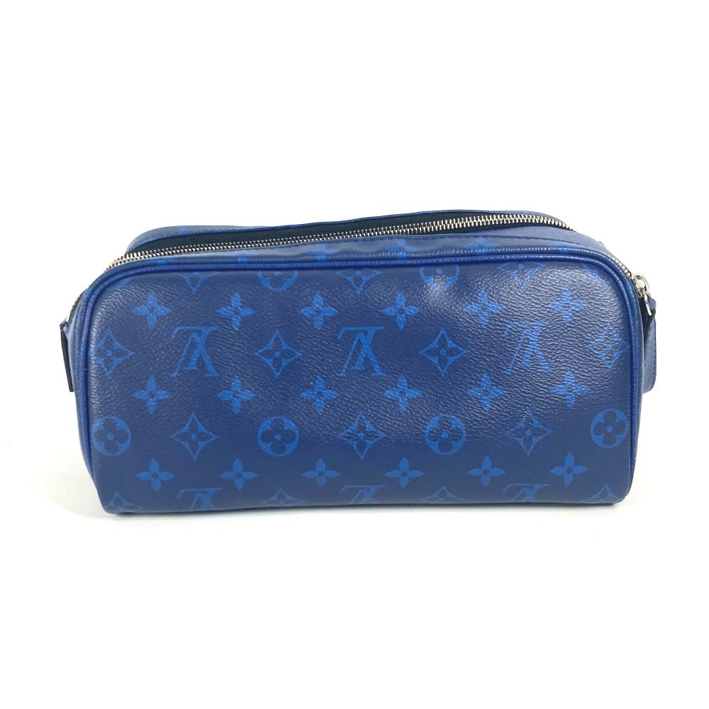 LOUIS VUITTON business bag Monogram canvas, Taiga leather blue Taigalama Dop kit