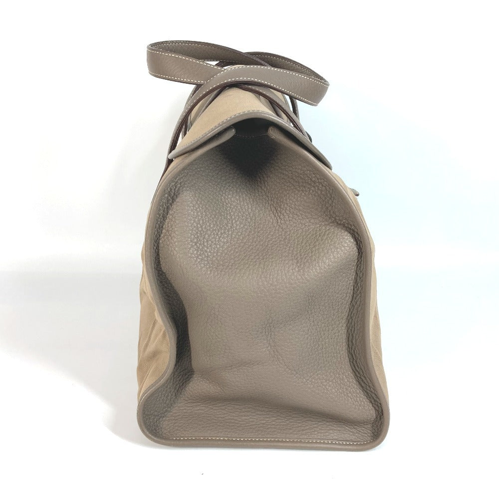 HERMES Handbag Leather / canvas gray Punching H logo Hood