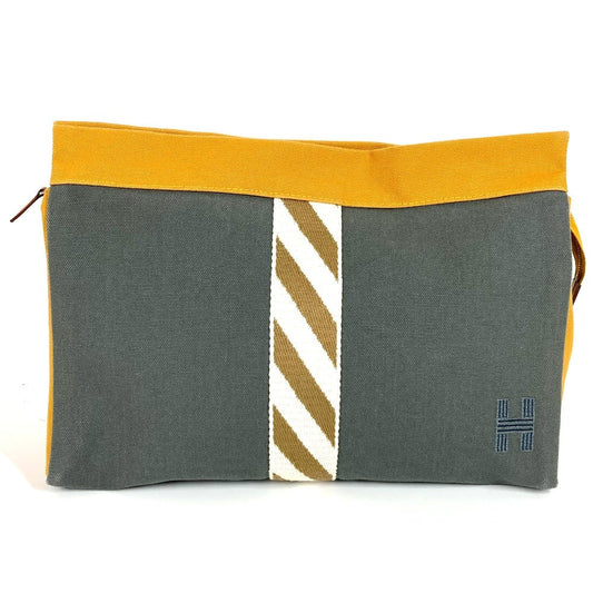 HERMES Clutch bag cotton gray H logo Jimet GM Jimet GM