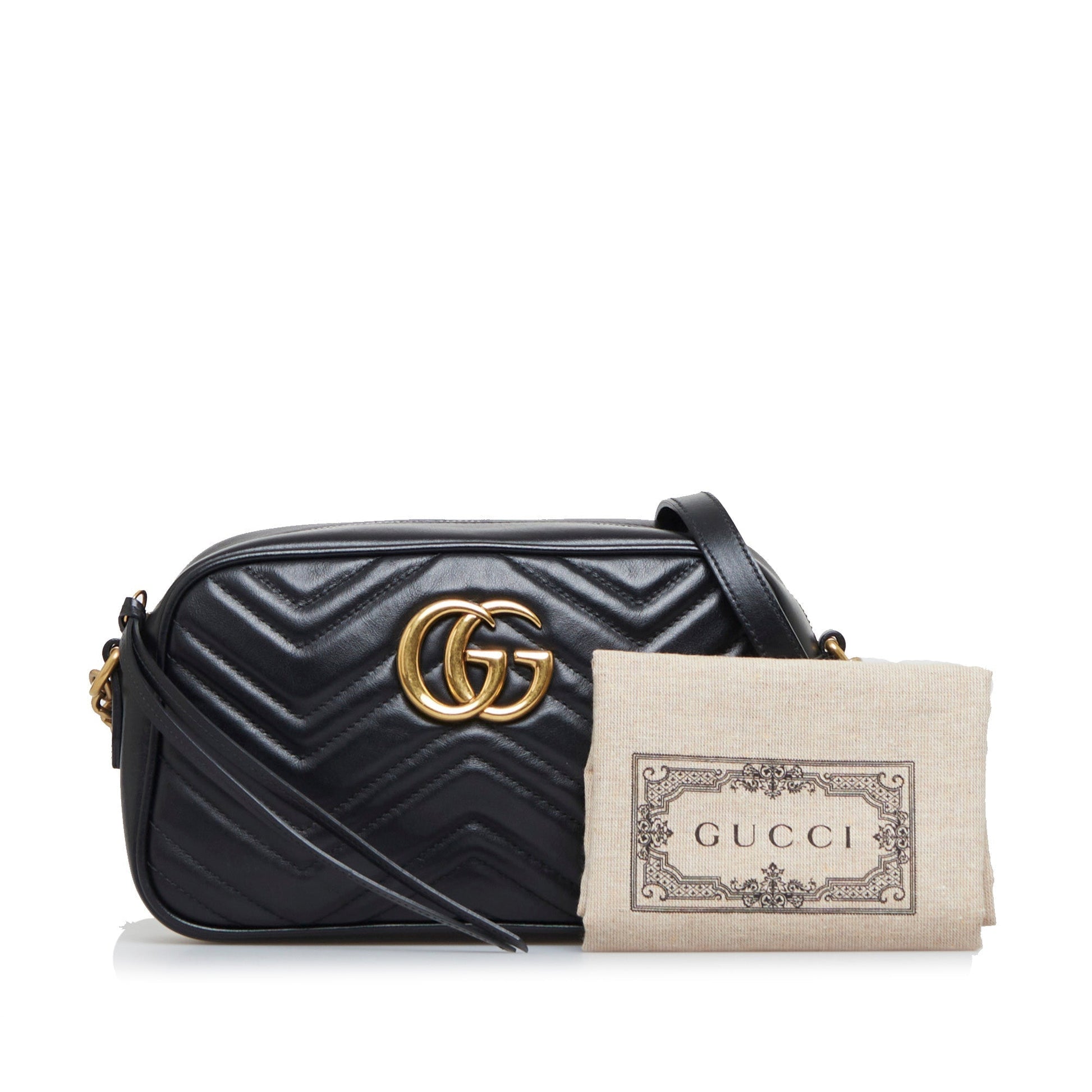 Gucci GG Marmont Black Leather Quilted Crossbody Style 3