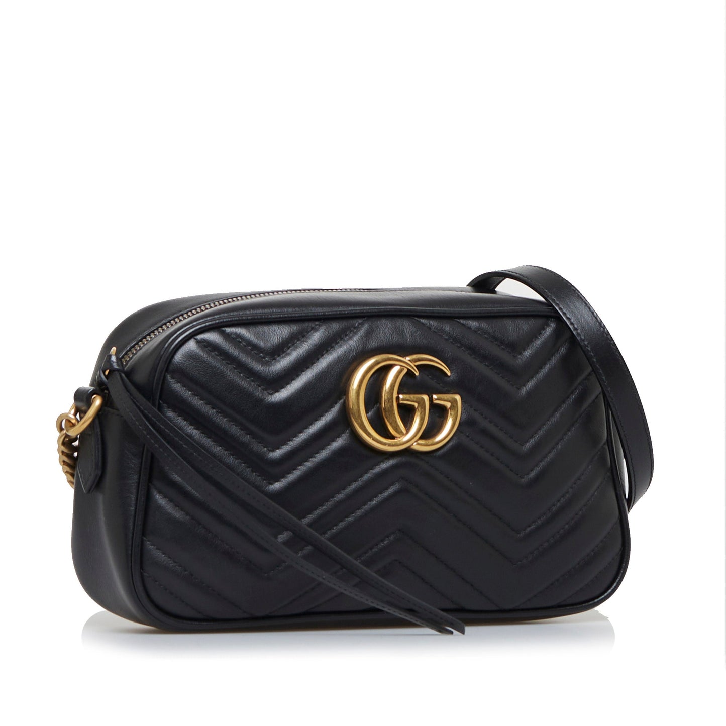 Gucci GG Marmont Black Leather Quilted Crossbody Style 3