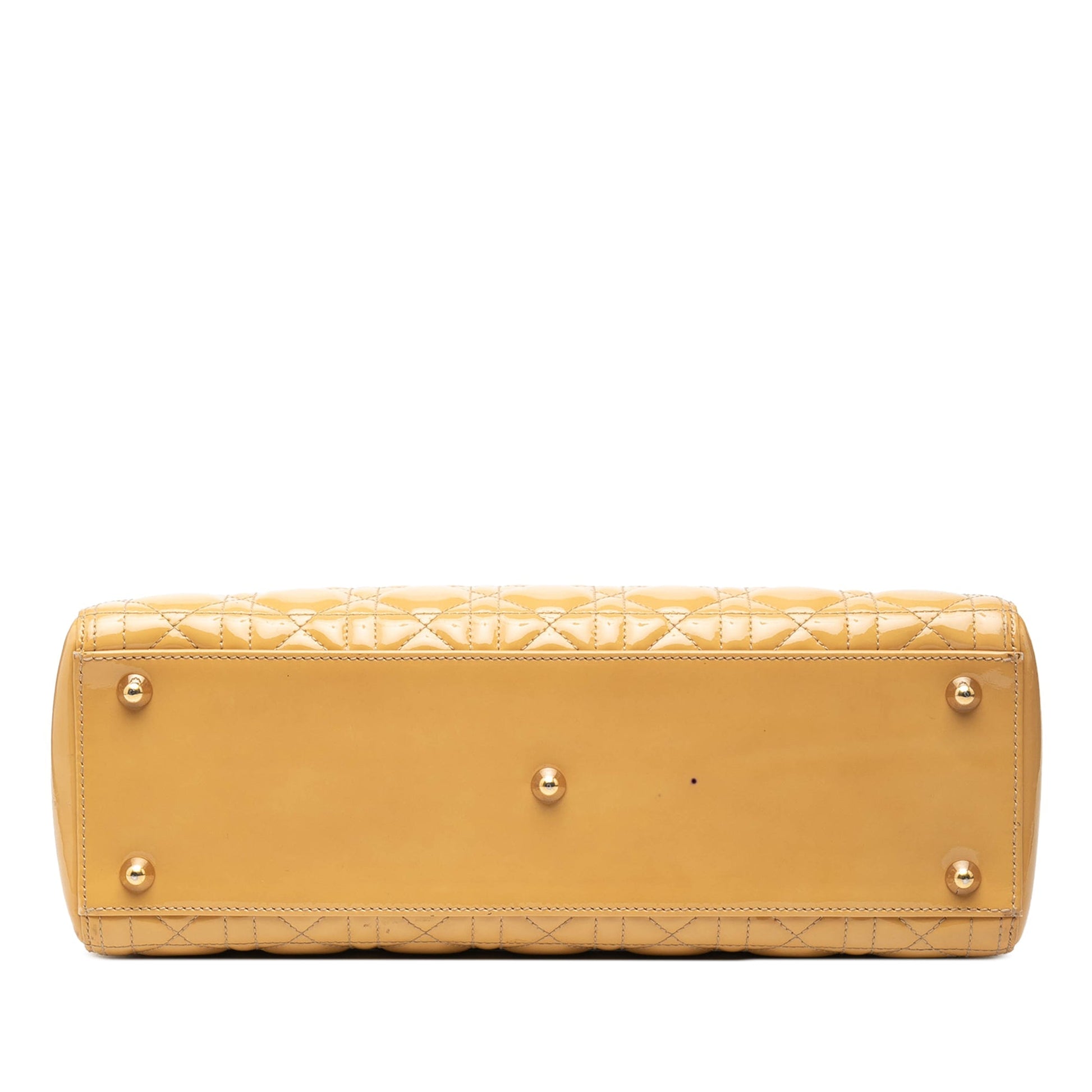 Yellow Dior Large Patent Cannage Lady Dior Satchel