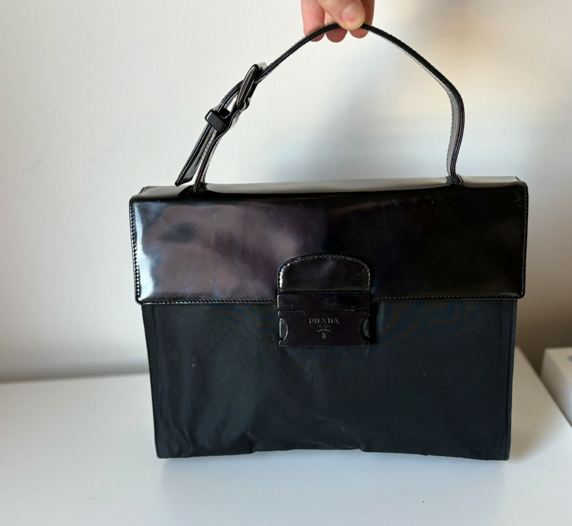 Prada leather top handbag