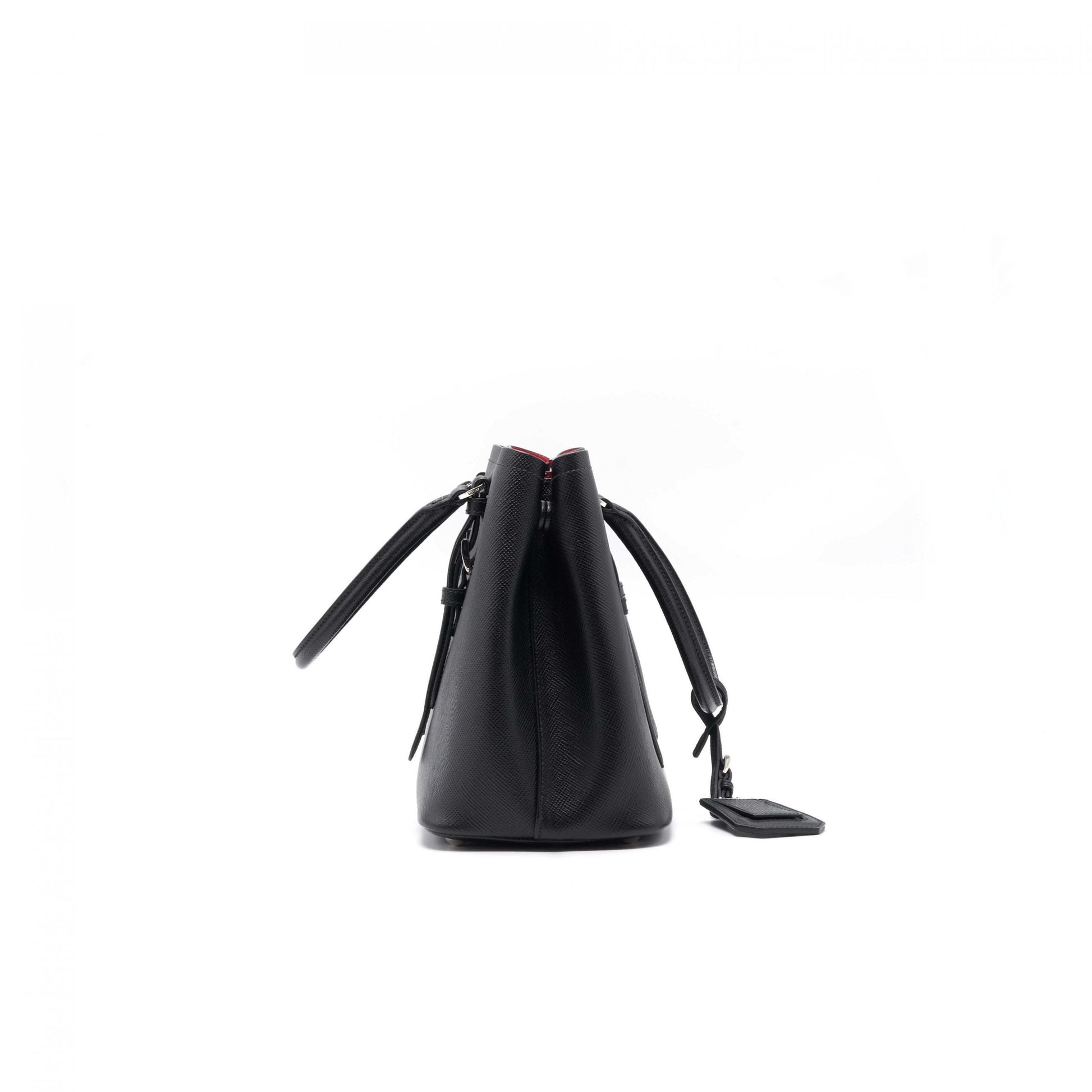 Prada Nero Saffiano Cuir Leather Medium Double Handle Tote