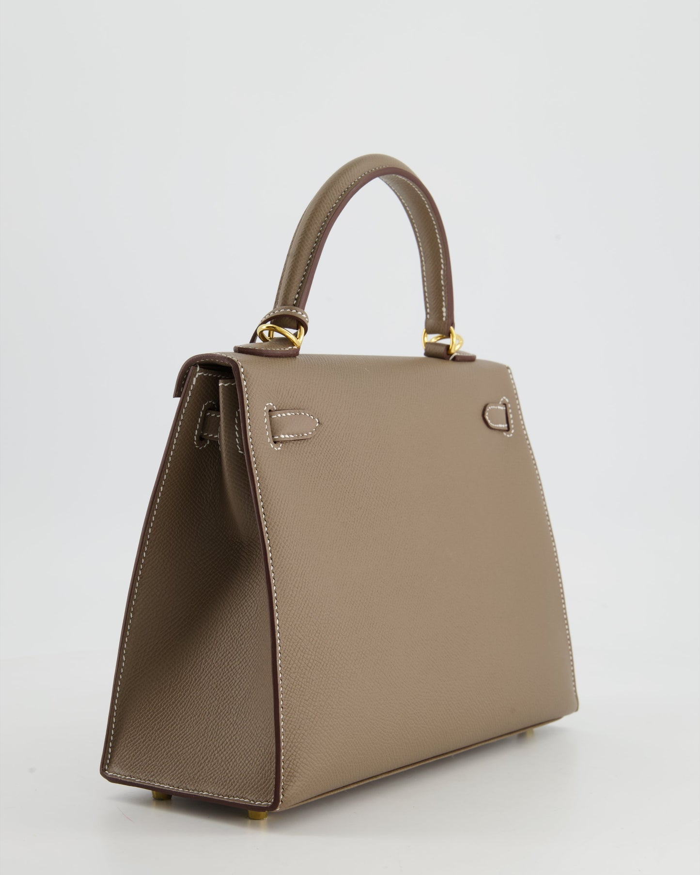 Hermes Kelly 25 Sellier Bag in Etoupe Epsom Leather and Gold Hardware