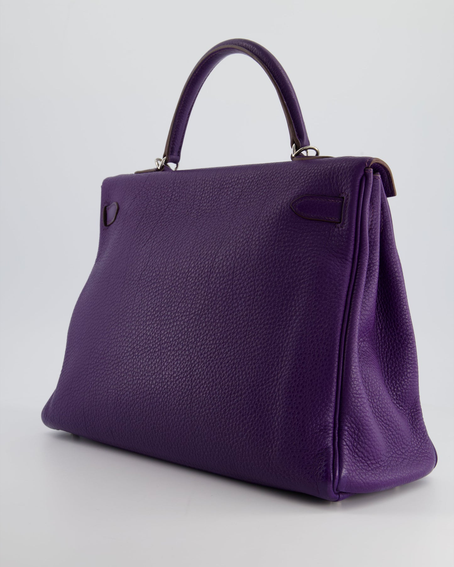 Hermes Kelly 35 Retourne Bag in Iris Togo Leather with Palladium Hardware