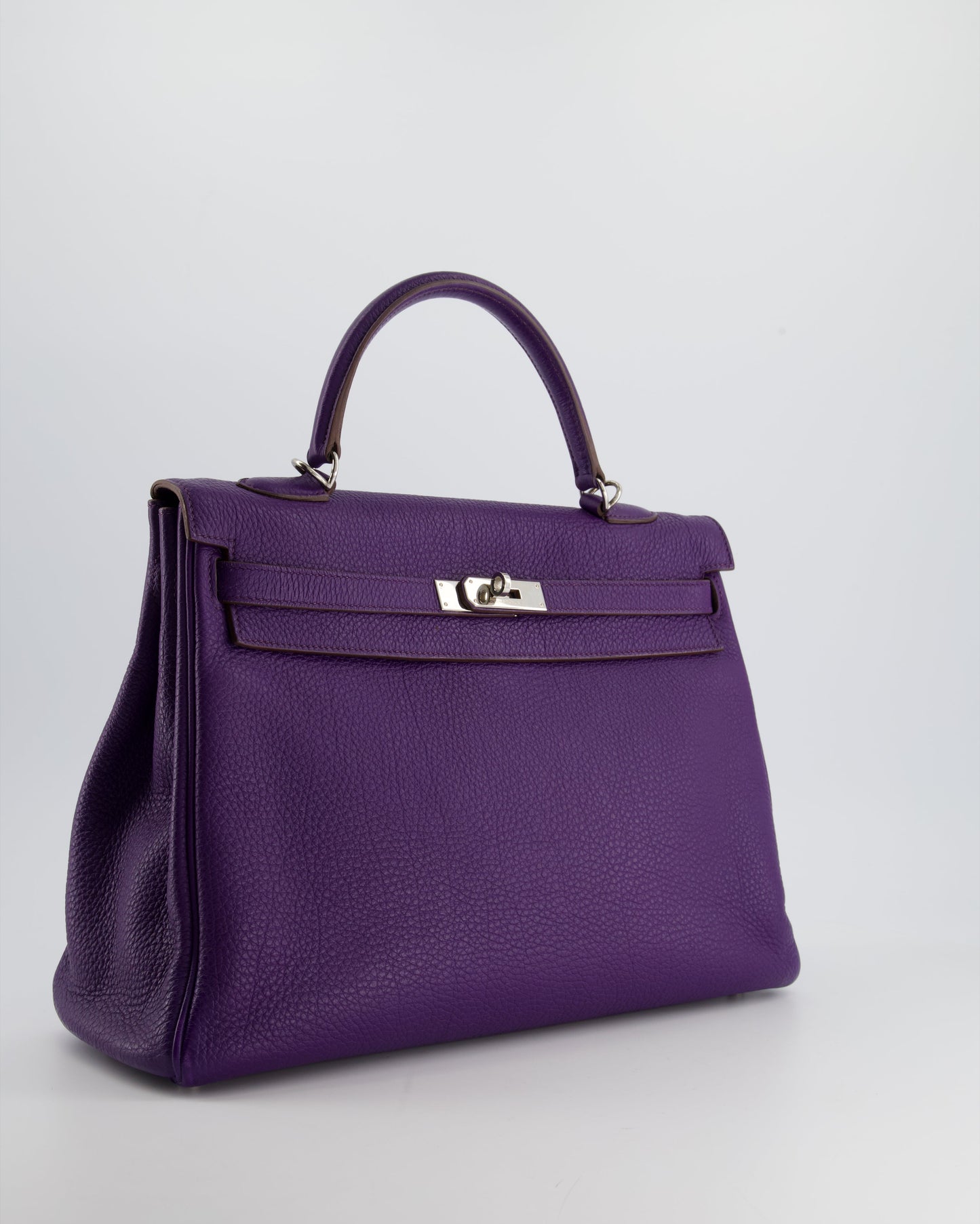 Hermes Kelly 35 Retourne Bag in Iris Togo Leather with Palladium Hardware