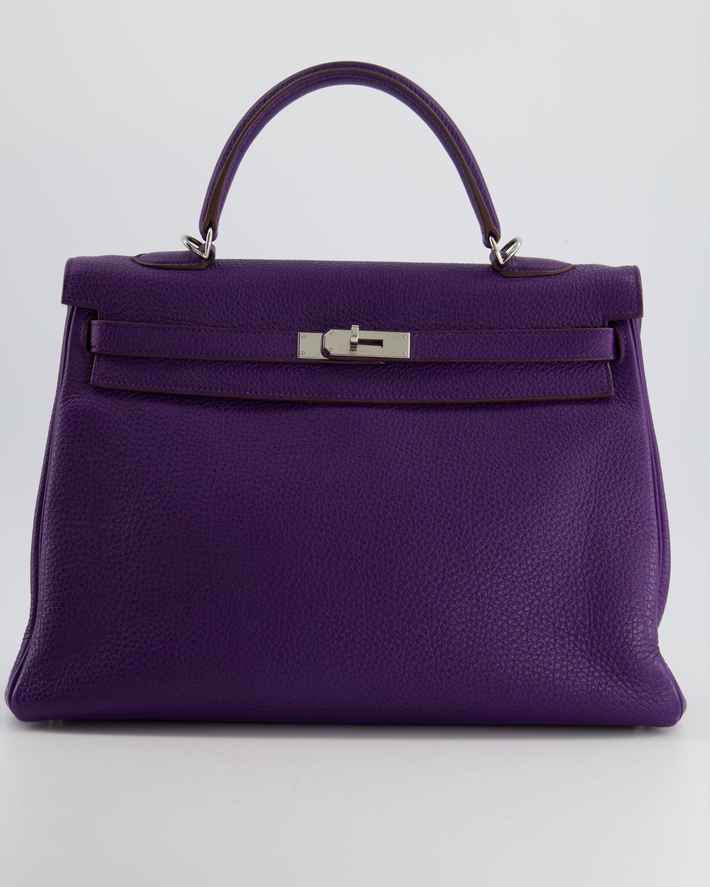 Hermes Kelly 35 Retourne Bag in Iris Togo Leather with Palladium Hardware