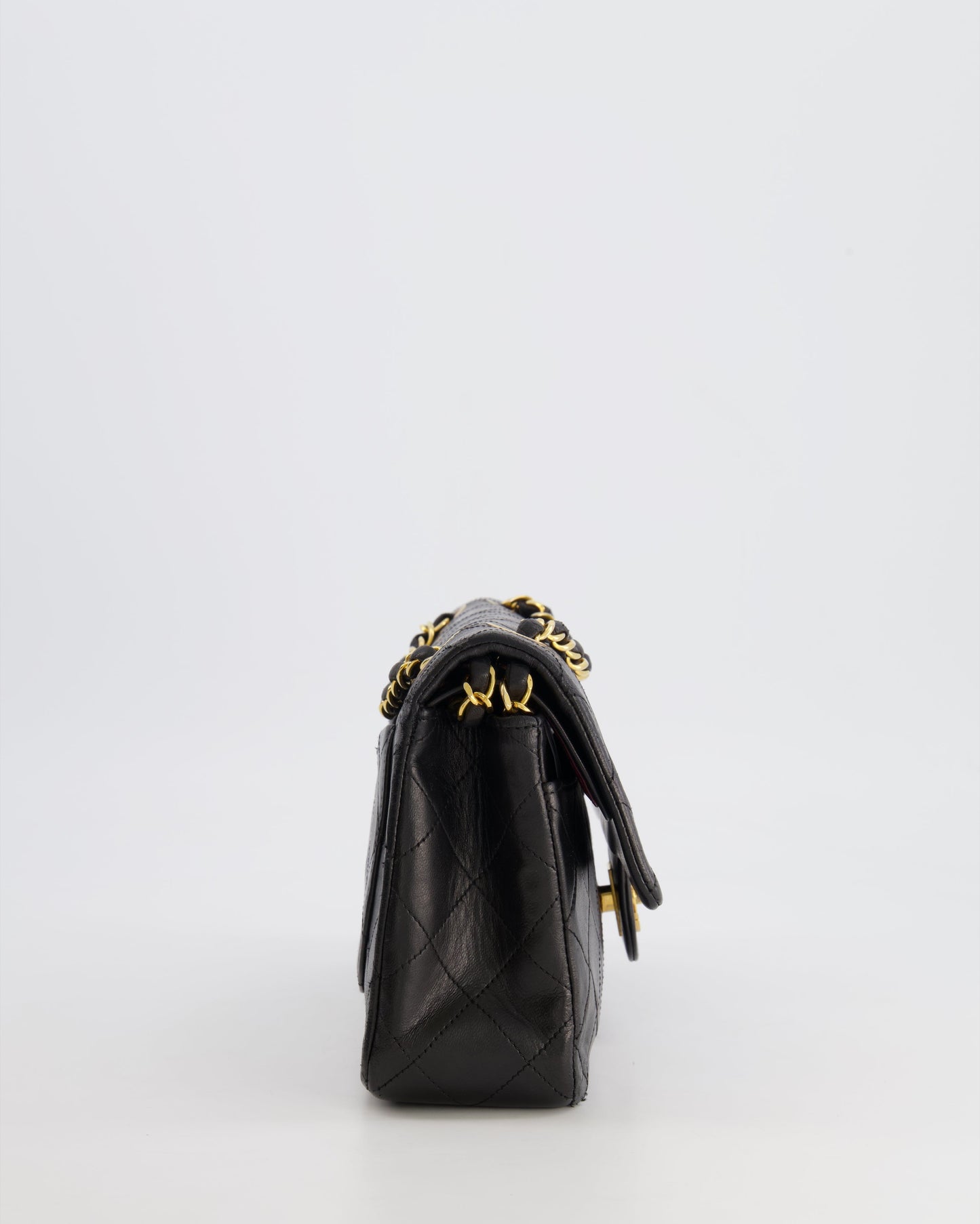 Chanel Black Small Double Flap Bag in Lambskin Leather with 24K Gold Hardware