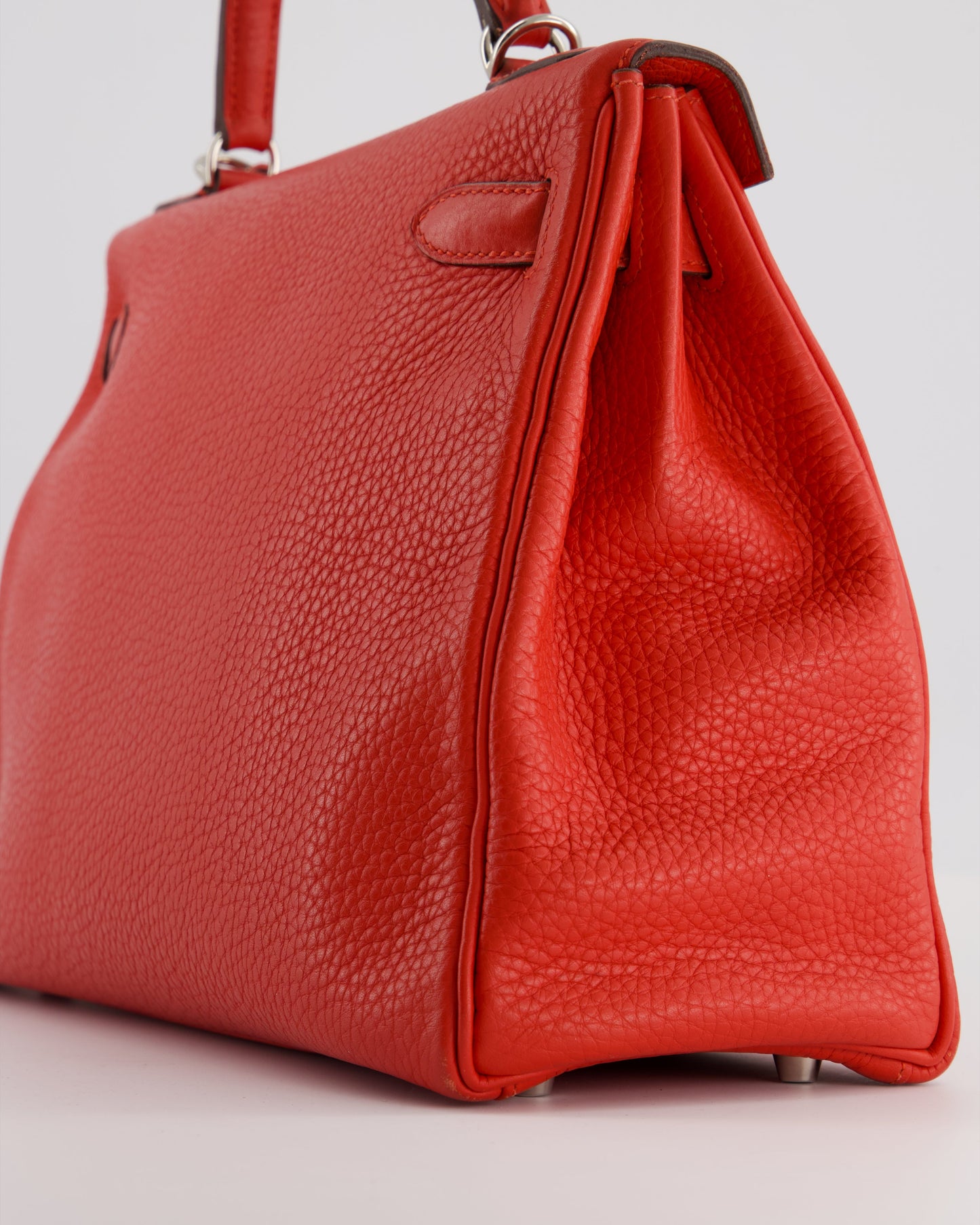 Hermes Kelly 32 Retourne Bag in Geranium Togo Leather and Palladium Hardware