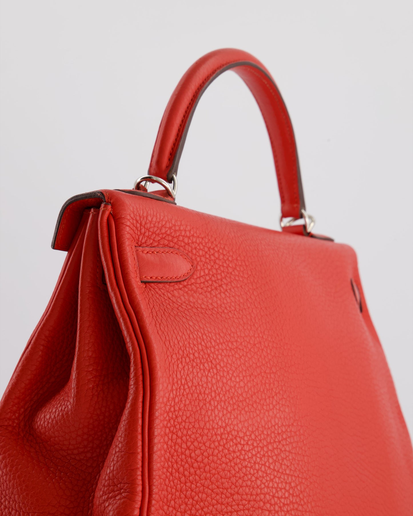 Hermes Kelly 32 Retourne Bag in Geranium Togo Leather and Palladium Hardware