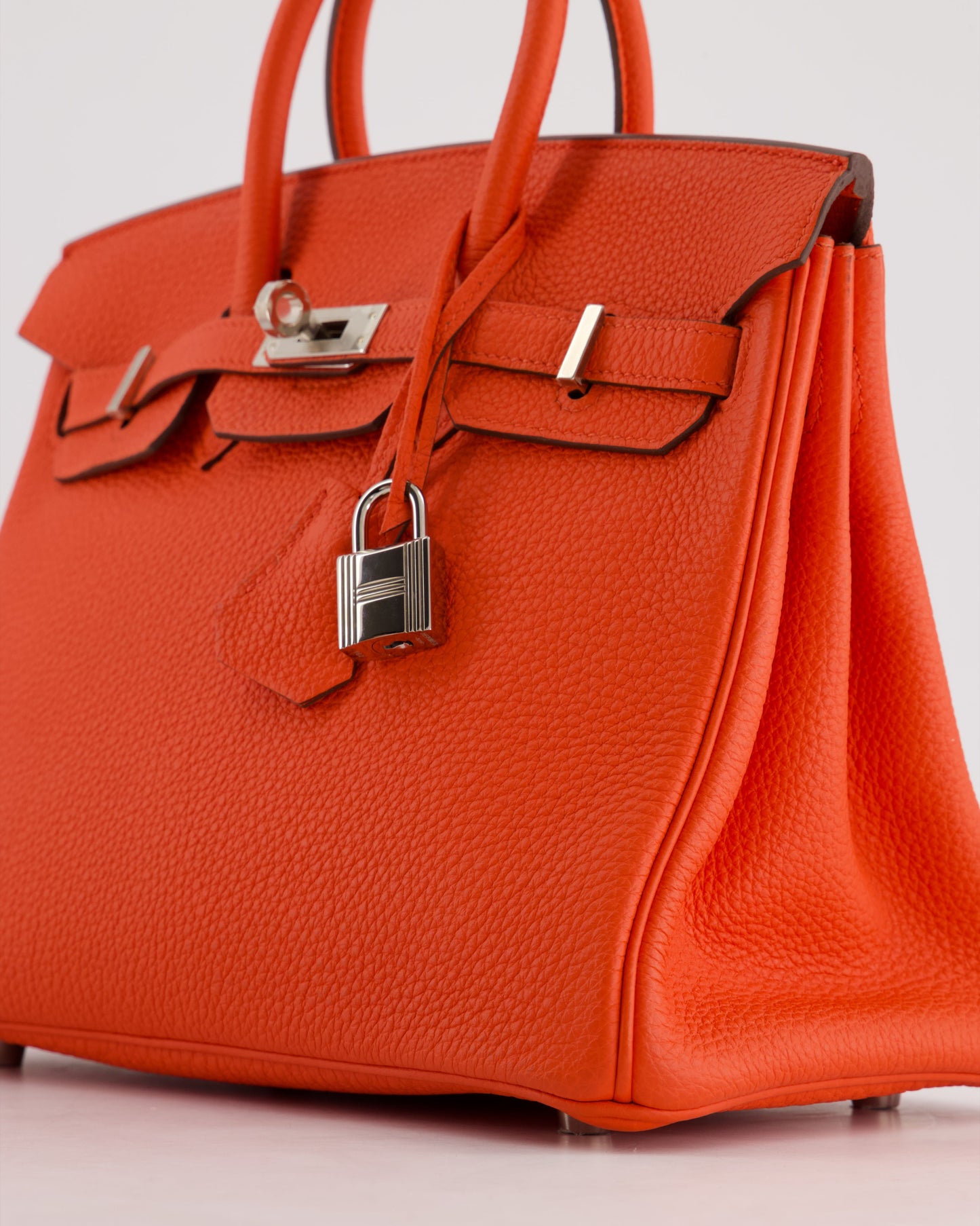 Hermes Birkin 25 Retourne Bag in Capucine Togo Leather and Palladium Hardware