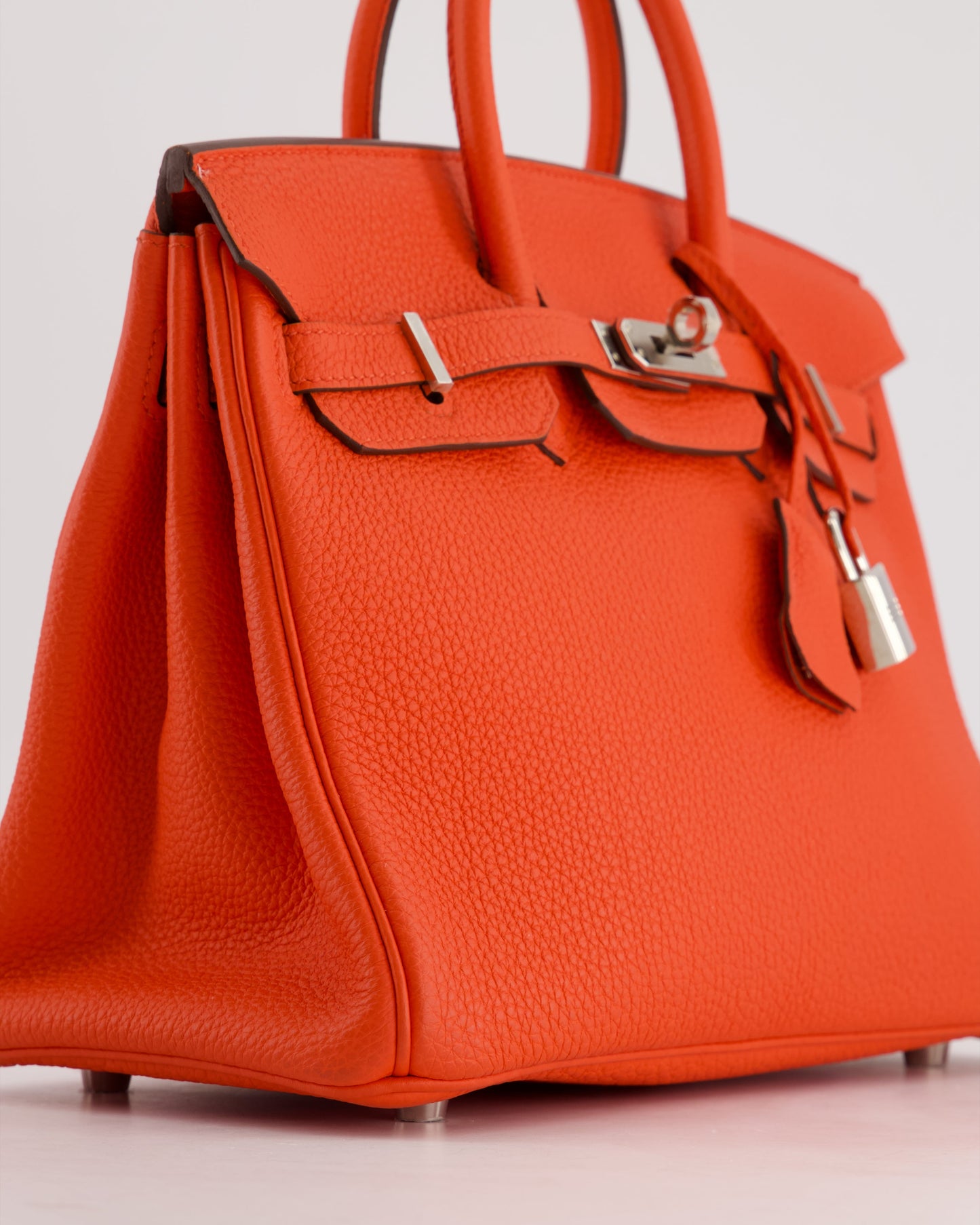 Hermes Birkin 25 Retourne Bag in Capucine Togo Leather and Palladium Hardware
