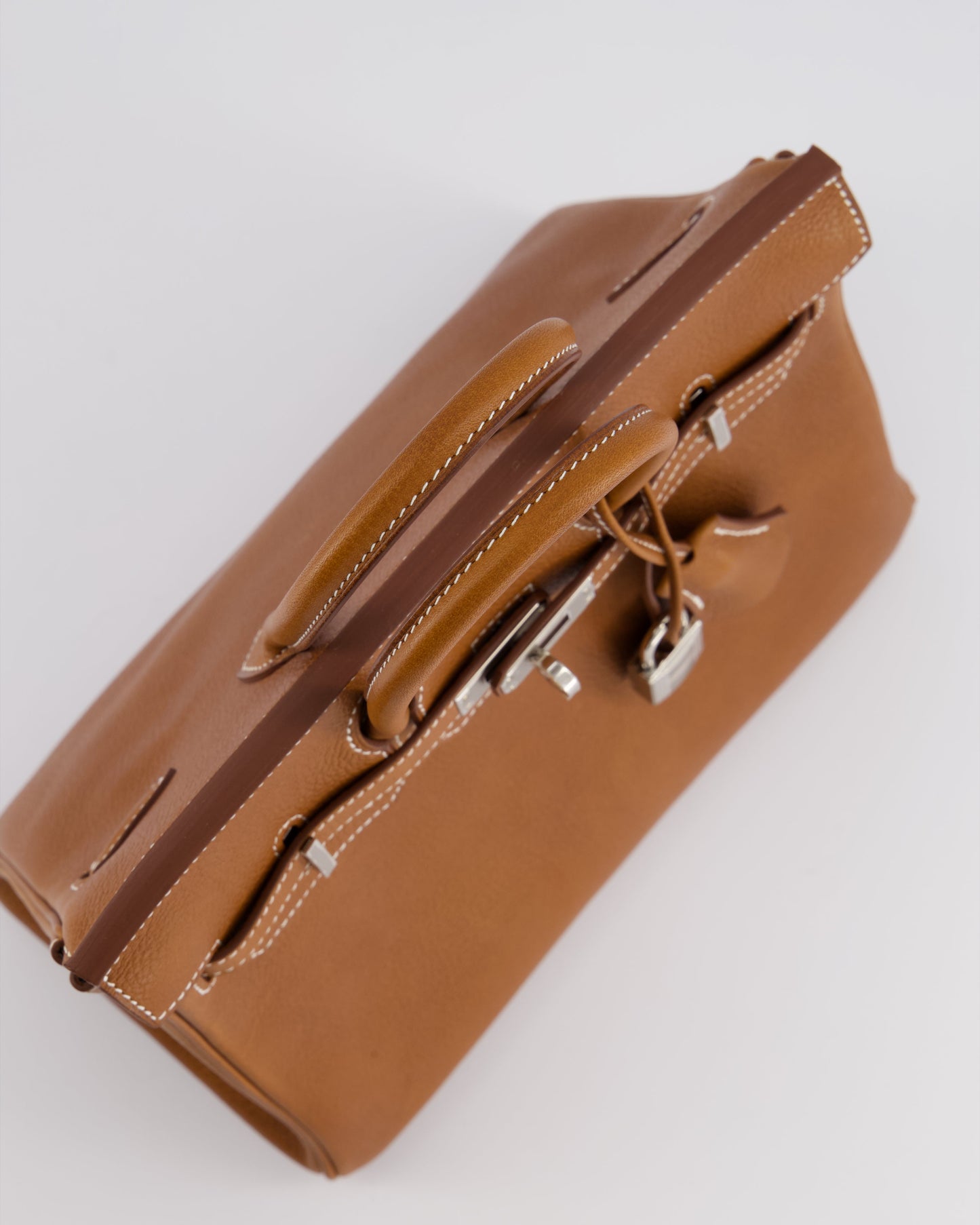 *NEW STAMP* Hermes Birkin 25 Retourne Bag in Fauve Barenia Faubourg Leather and Palladium Hardware